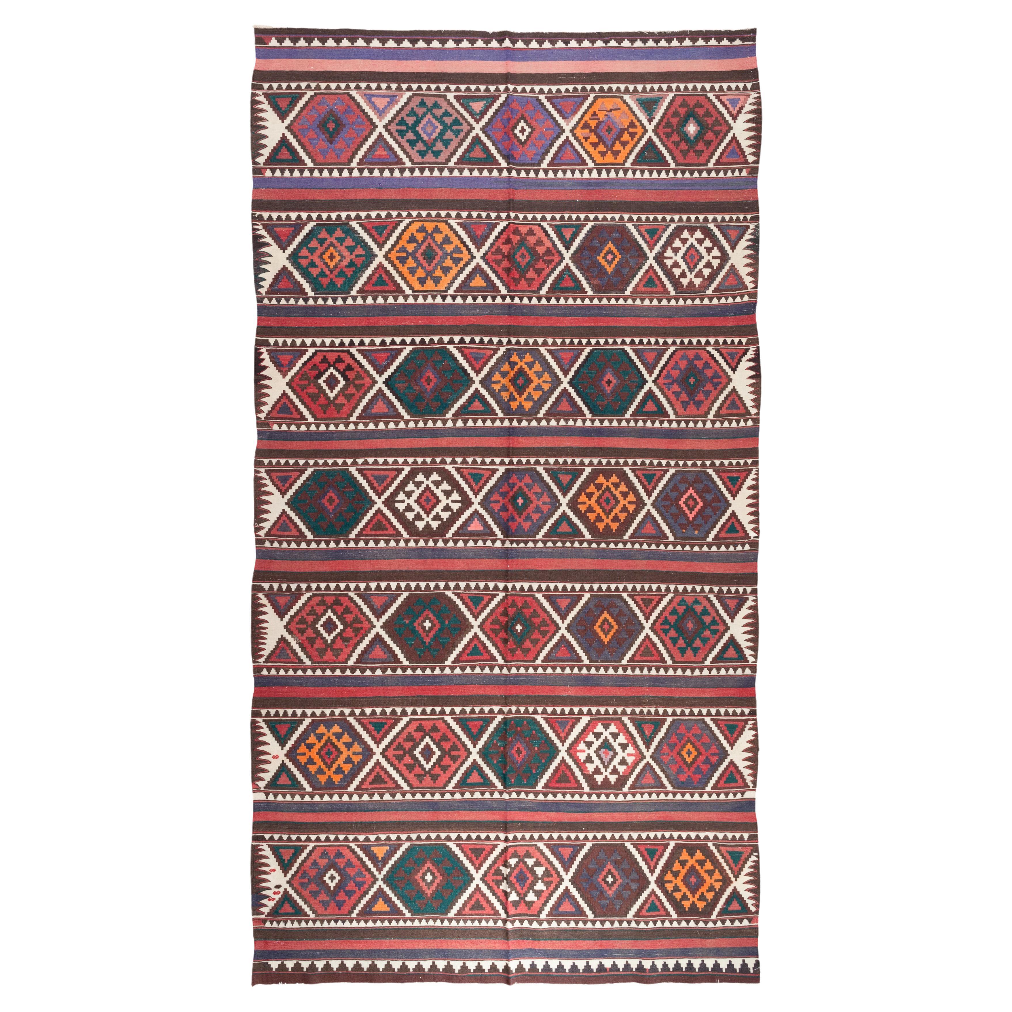 Vintage Shirvan Kilim Rug, Caucasian Carpet