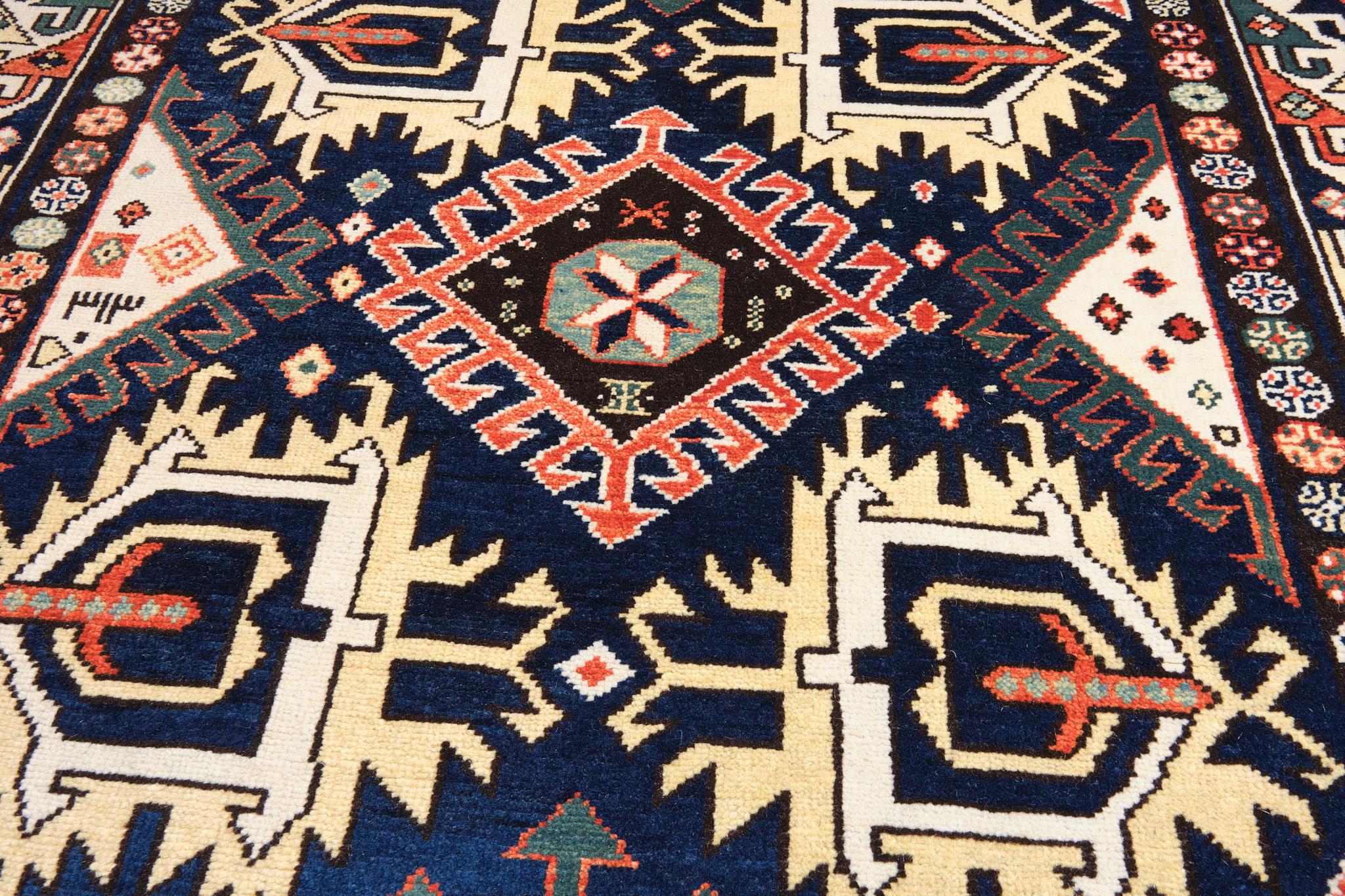 Turkish Ararat Rugs Derbend Kazak Rug, 19th C. Caucasian Revival Carpet Natural Dyed For Sale