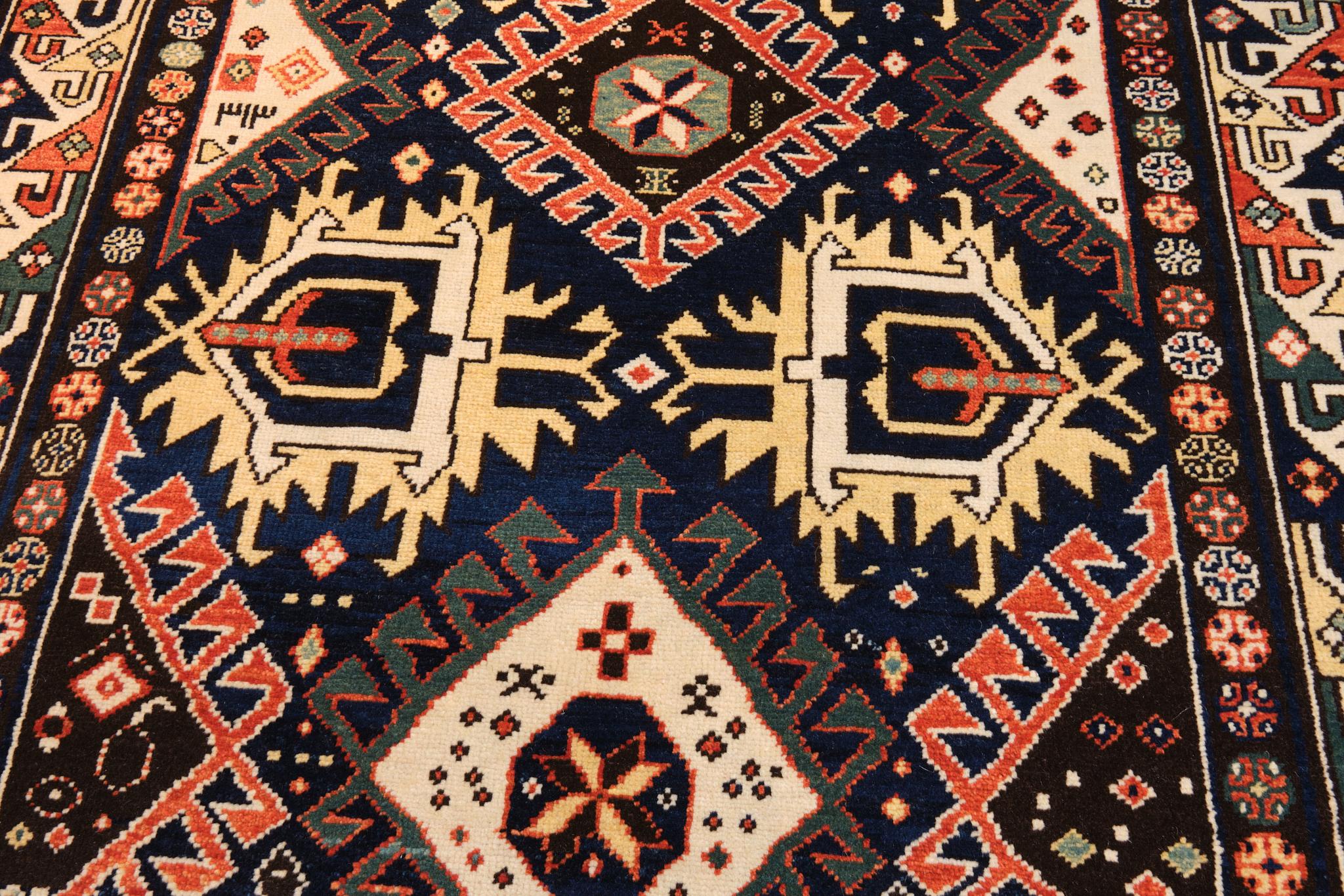 Contemporary Ararat Rugs Derbend Kazak Rug, 19th C. Caucasian Revival Carpet Natural Dyed For Sale