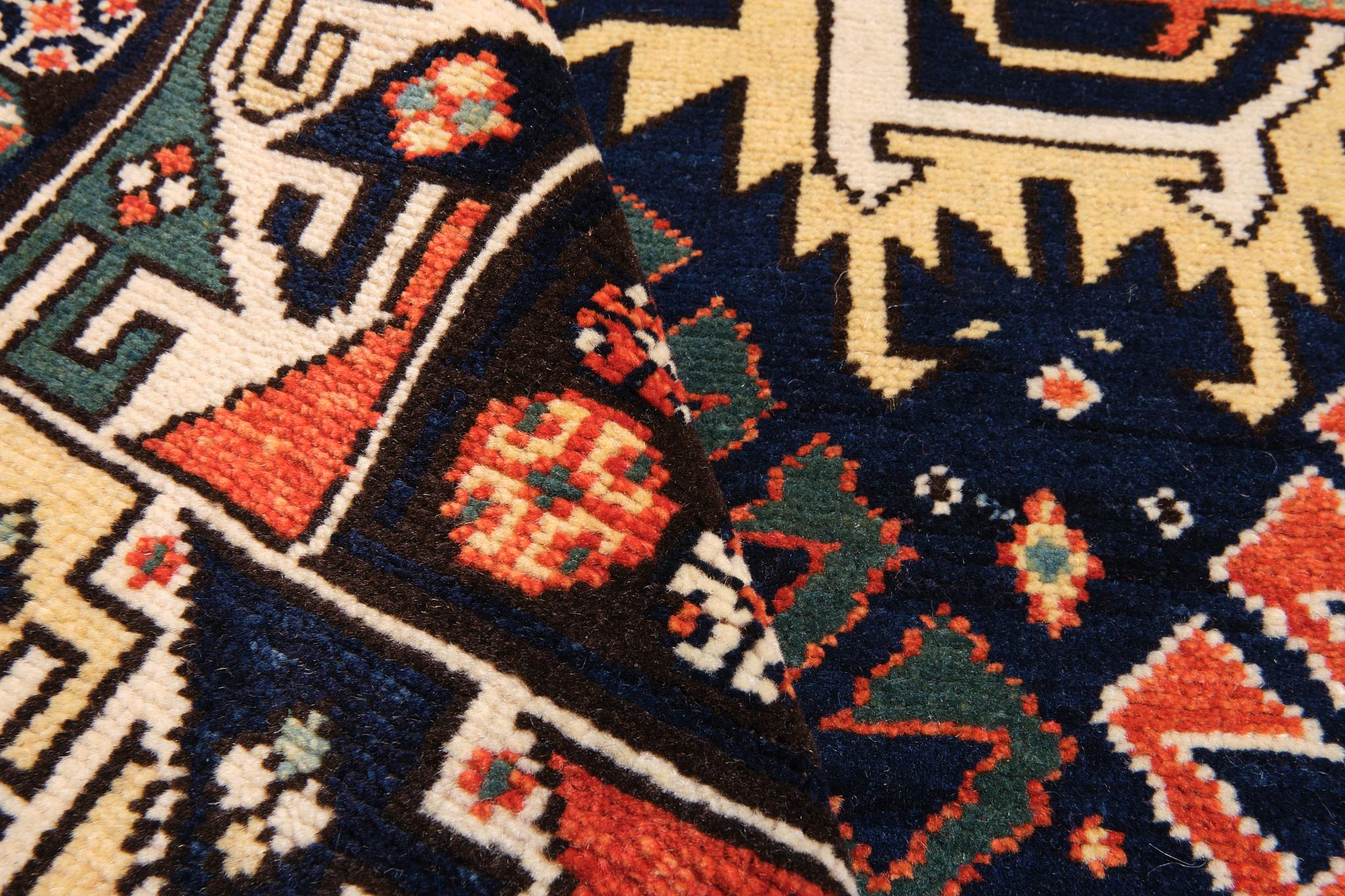 Wool Ararat Rugs Derbend Kazak Rug, 19th C. Caucasian Revival Carpet Natural Dyed For Sale