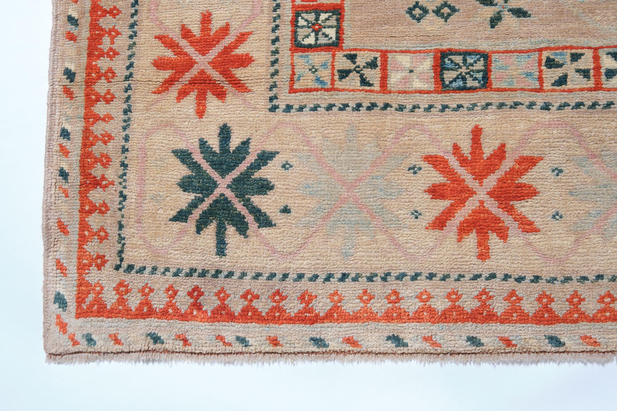 Ararat-Teppiche Doppel migrab Genje Saliani Gebetsteppich Kaukasischer Teppich Naturfarben (Revival) im Angebot