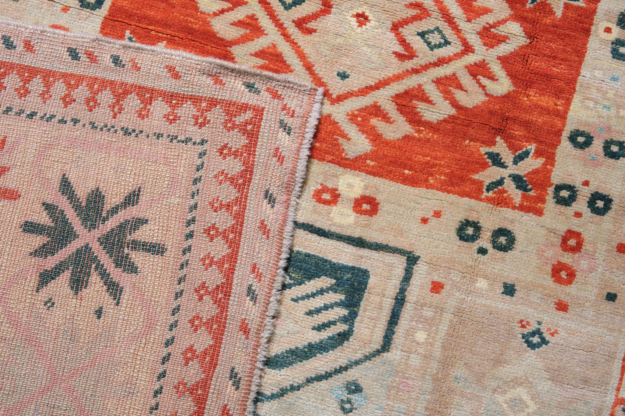 Ararat-Teppiche Doppel migrab Genje Saliani Gebetsteppich Kaukasischer Teppich Naturfarben (Türkisch) im Angebot