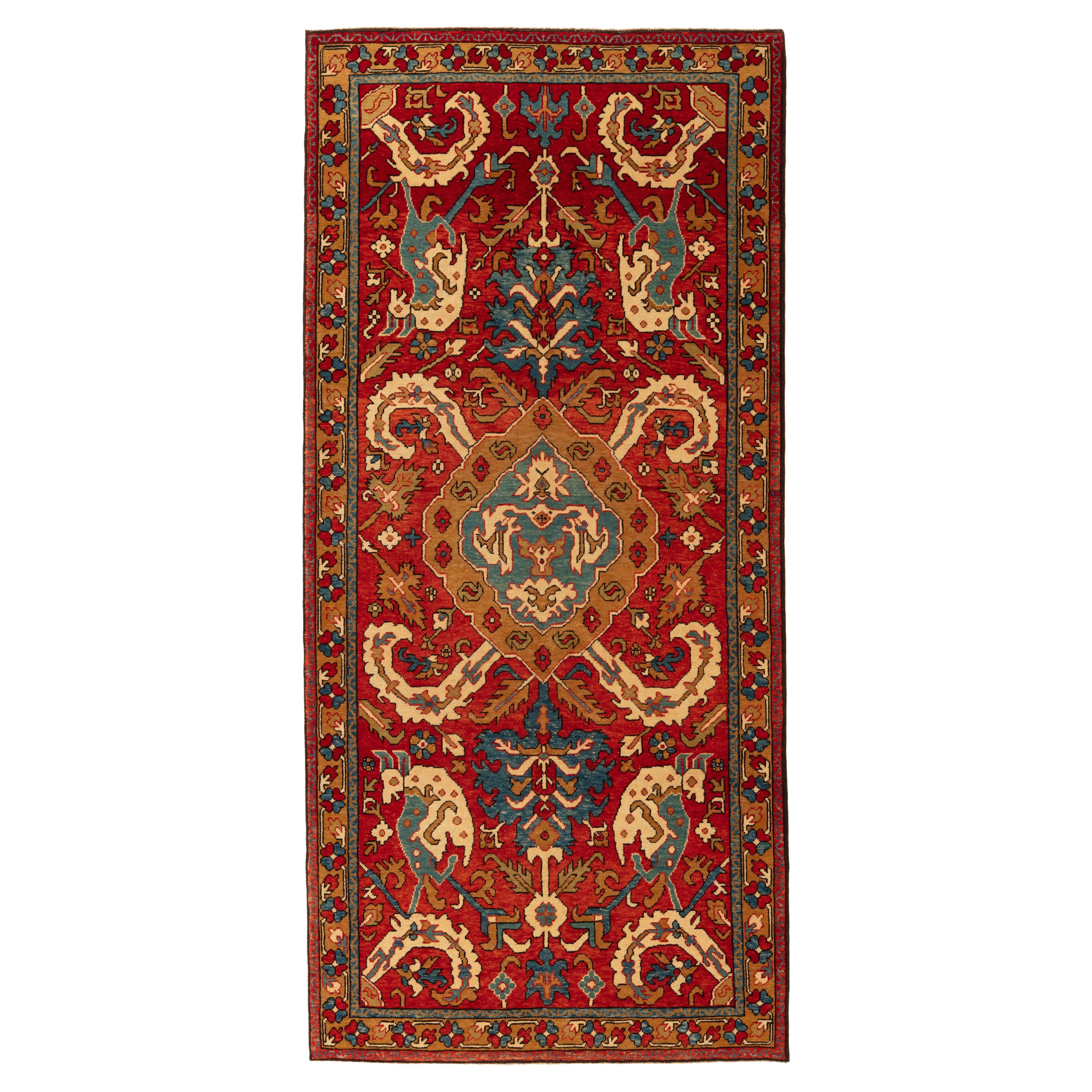 Ararat-Teppich, Drachenteppich, antiker kaukasischer Revival-Teppich, natürlich gefärbt