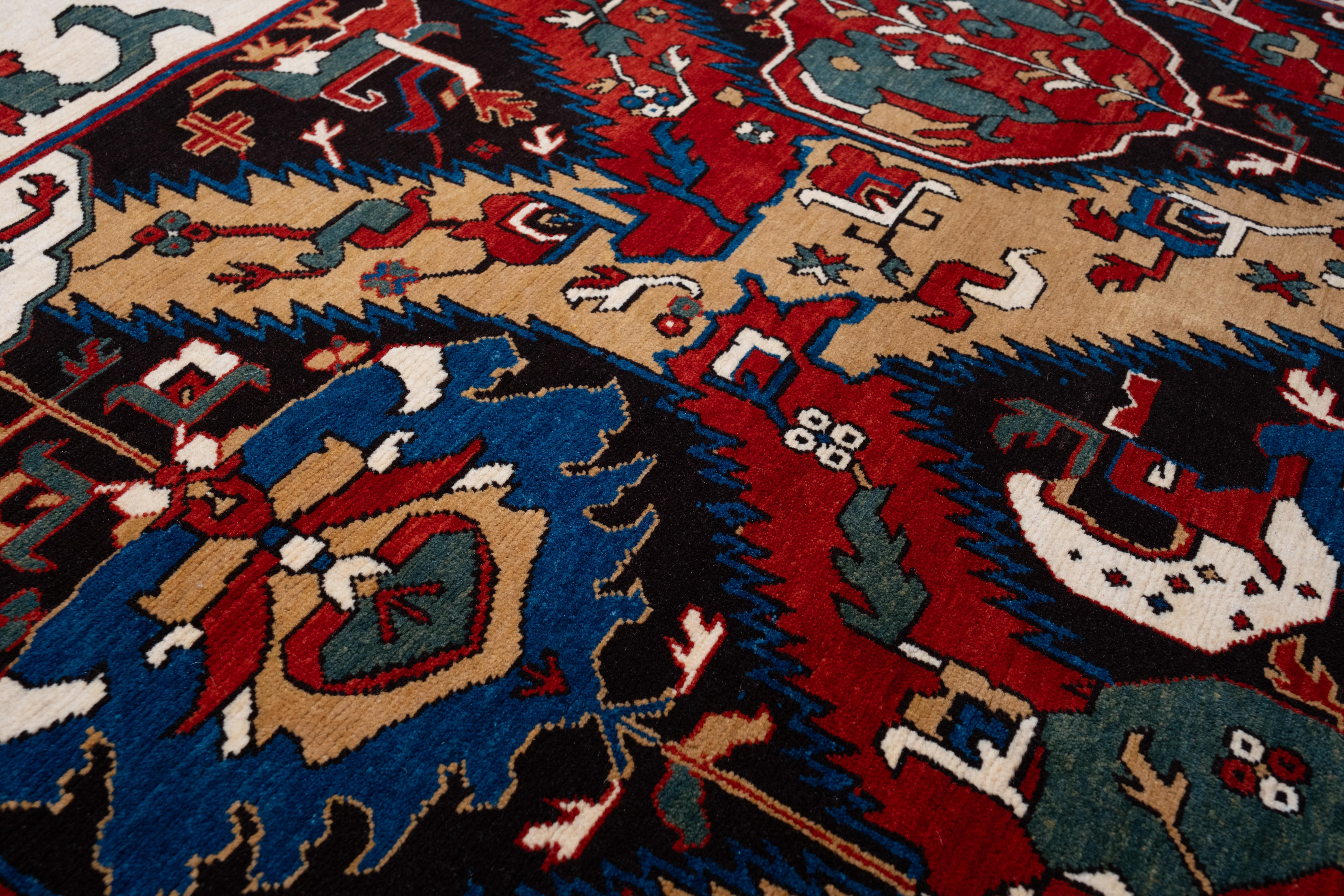 Ararat Rugs Dragon Rug, Antiker Kaukasus Museum Revival Teppich, Natur gefärbt (Pflanzlich gefärbt) im Angebot