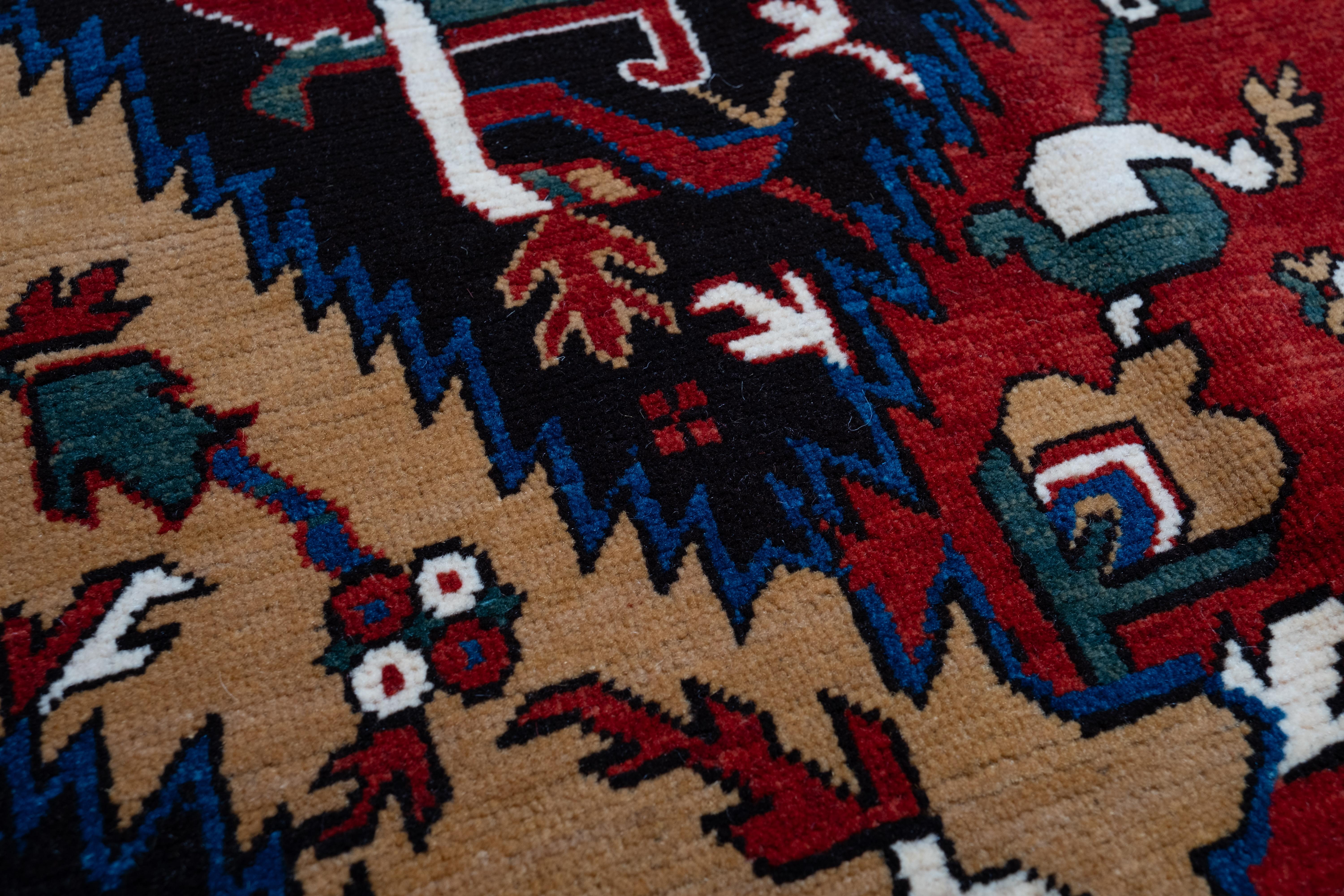 XXIe siècle et contemporain Ararat Rugs Tapis Dragon, Antique Revival Museum Caucasus Carpet, Natural Dyed en vente
