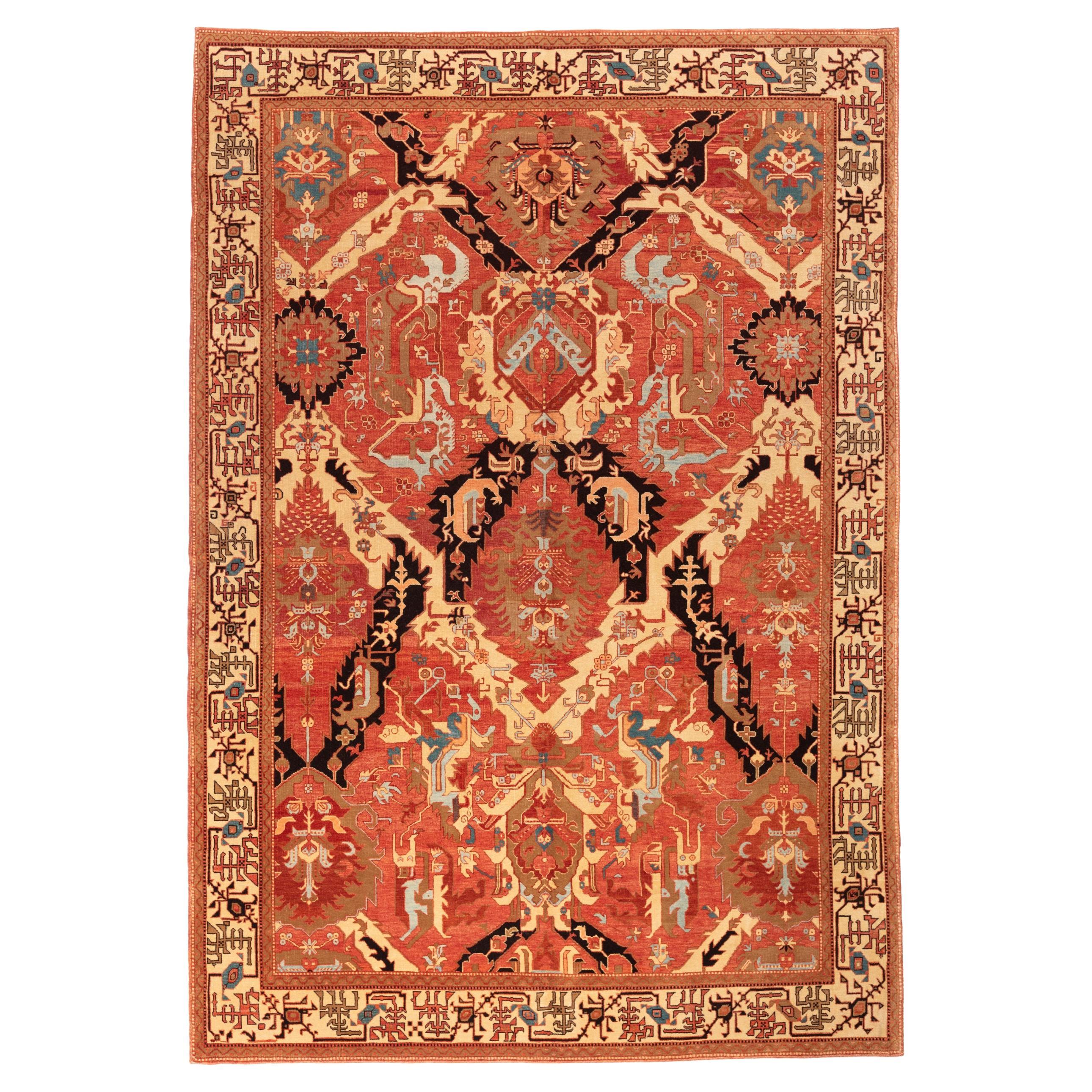 Ararat Rugs Dragon Rug, Antique Caucasus Museum Revival Carpet, Natural Dyed For Sale