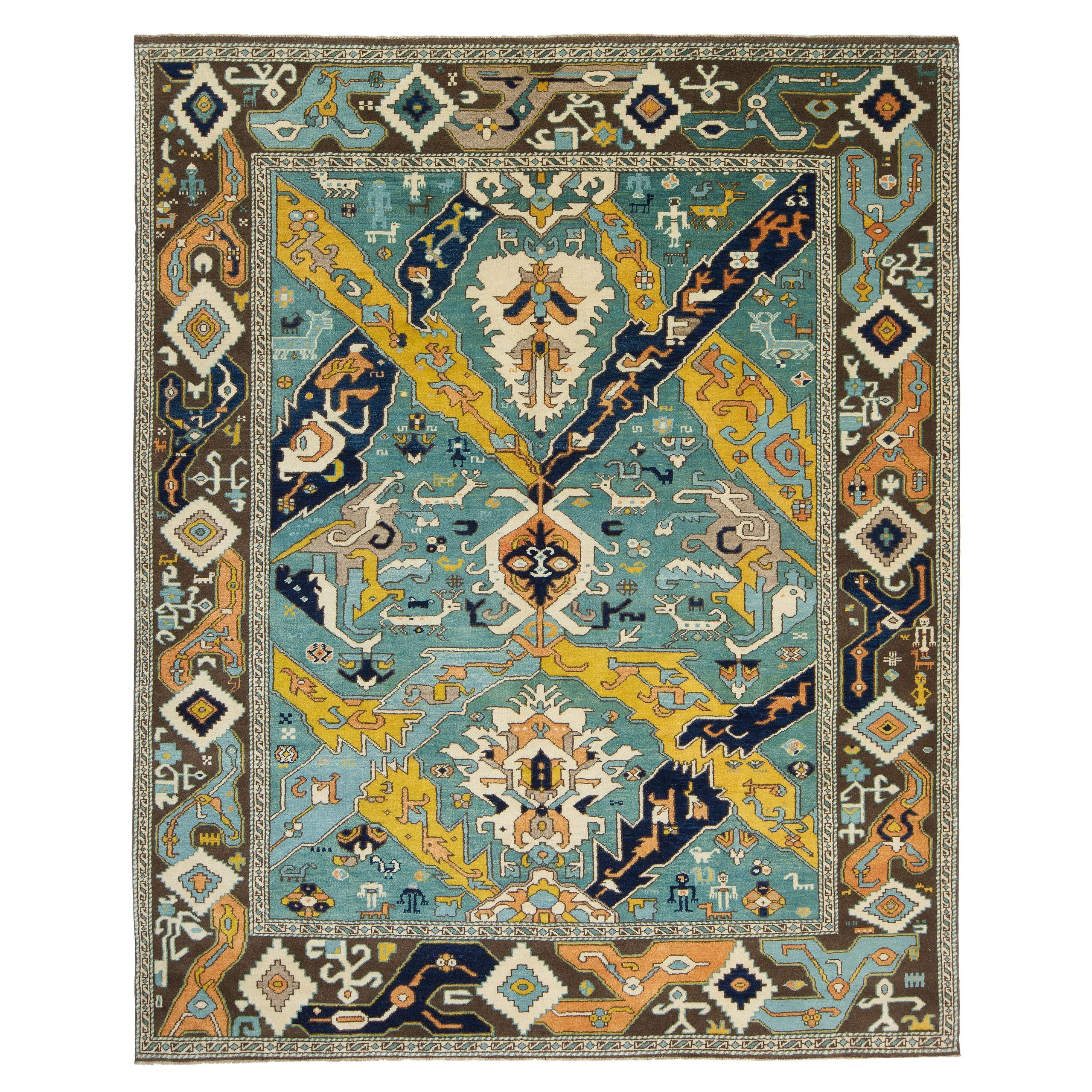 Ararat Rugs Dragon Rug, Antique Caucasus Museum Revival Carpet, Natural Dyed