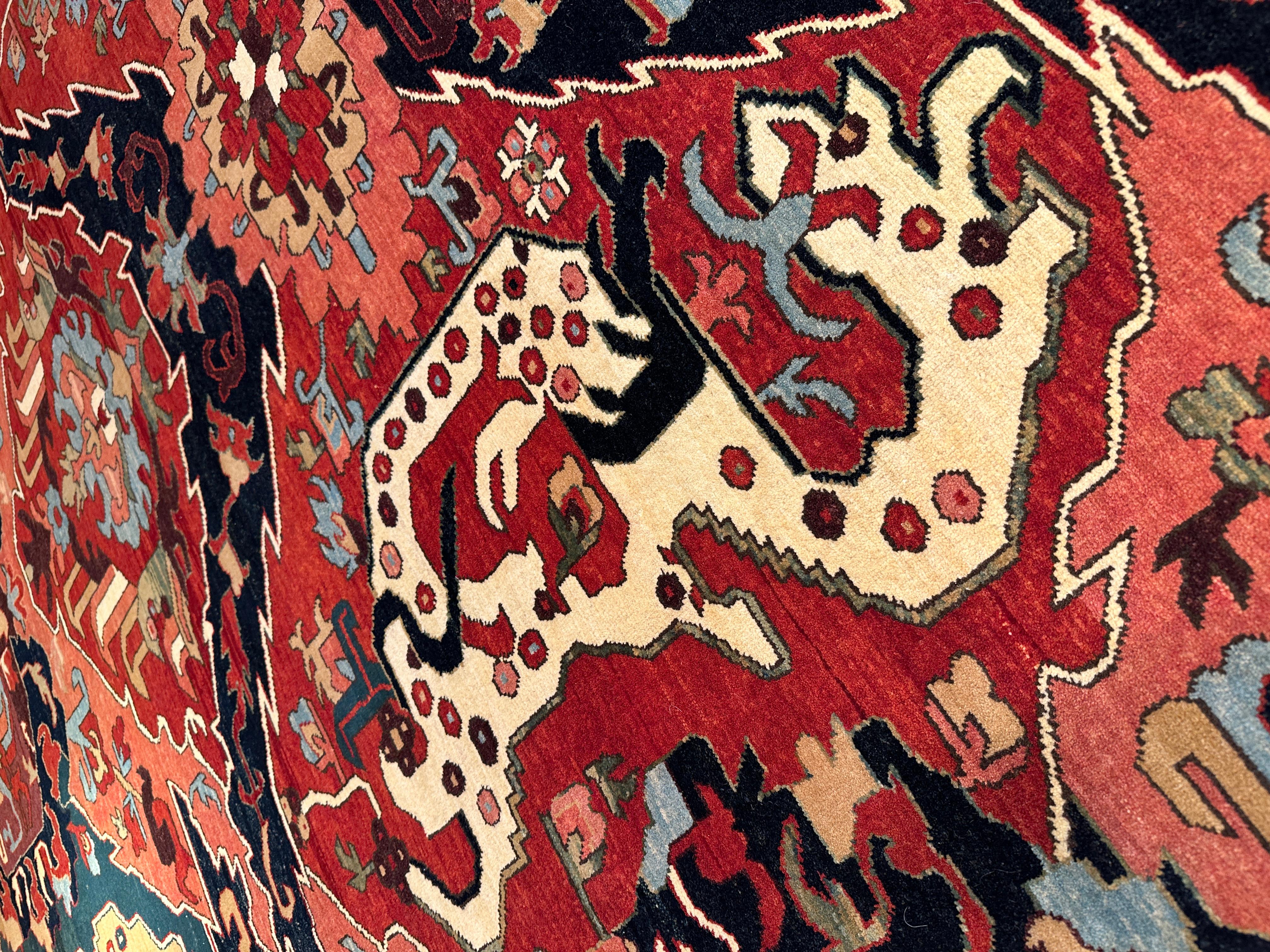 Turkish Ararat Rugs Dragon Rug, Antique Caucasus Museum Revival Carpet, Natural Dyed For Sale