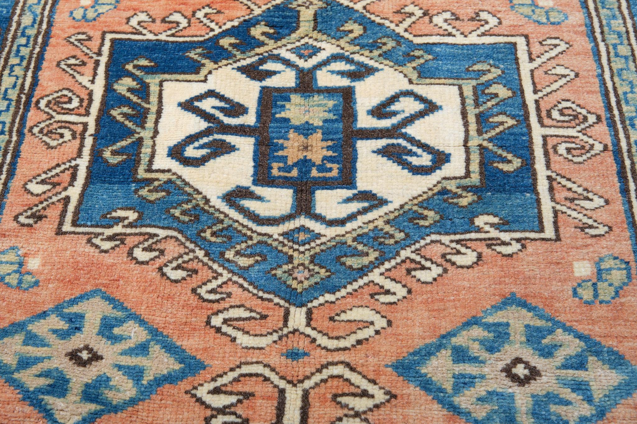 Turkish Ararat Rugs Fachralo Kazak Rug 19th Century Caucasus Revival Carpet Natural Dyed For Sale