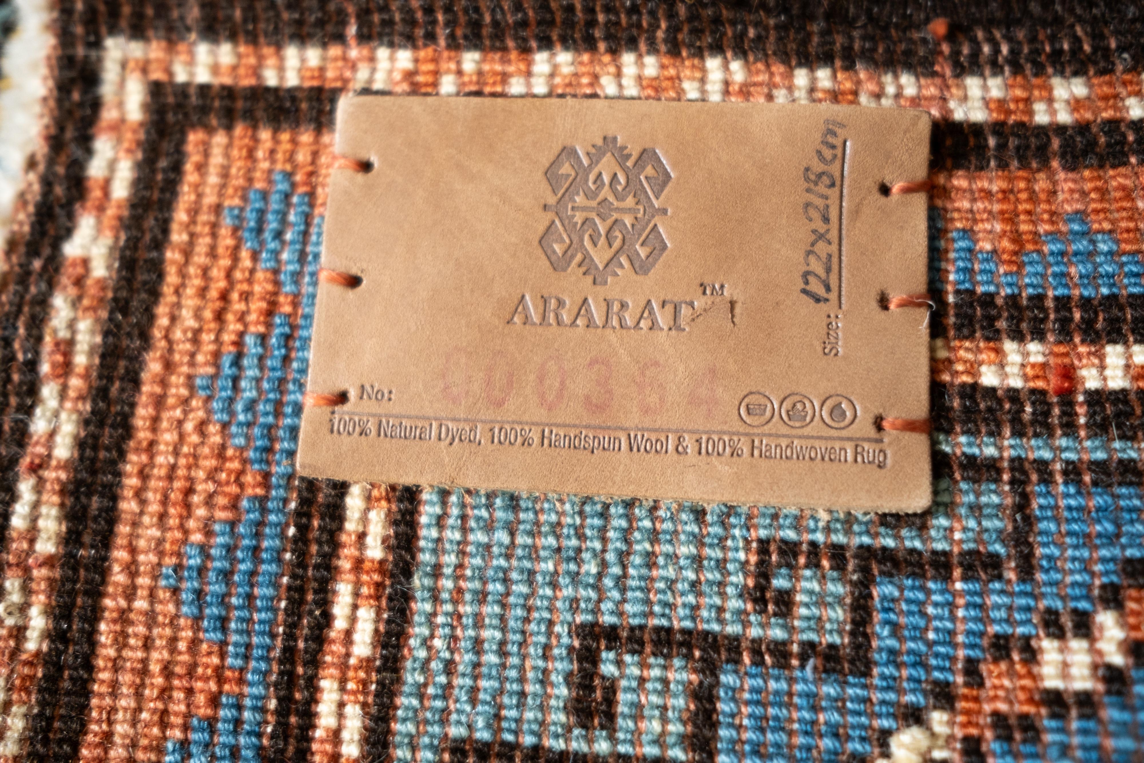 Contemporary Ararat Rugs Fachralo Kazak Rug 19th Century Caucasus Revival Carpet Natural Dyed For Sale