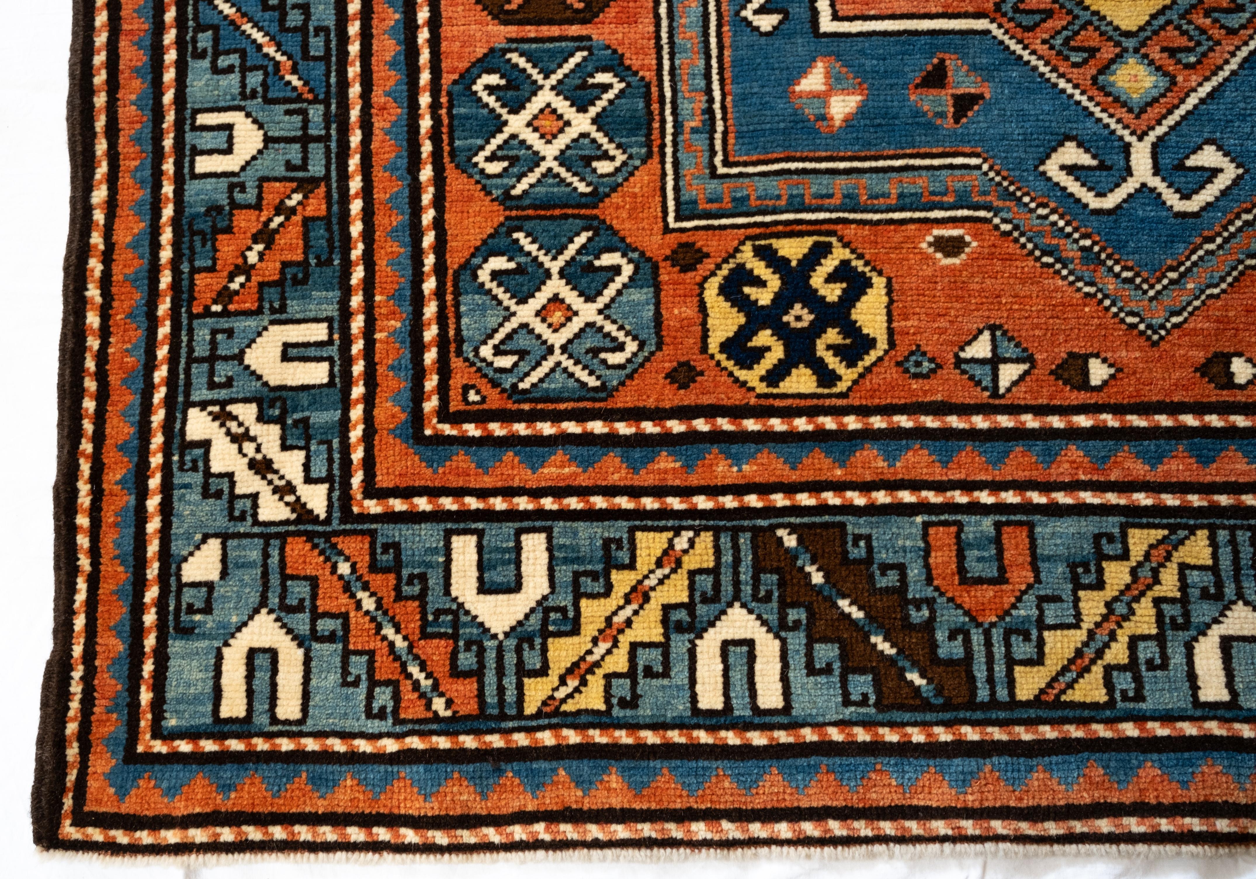 Wool Ararat Rugs Fachralo Kazak Rug 19th Century Caucasus Revival Carpet Natural Dyed For Sale