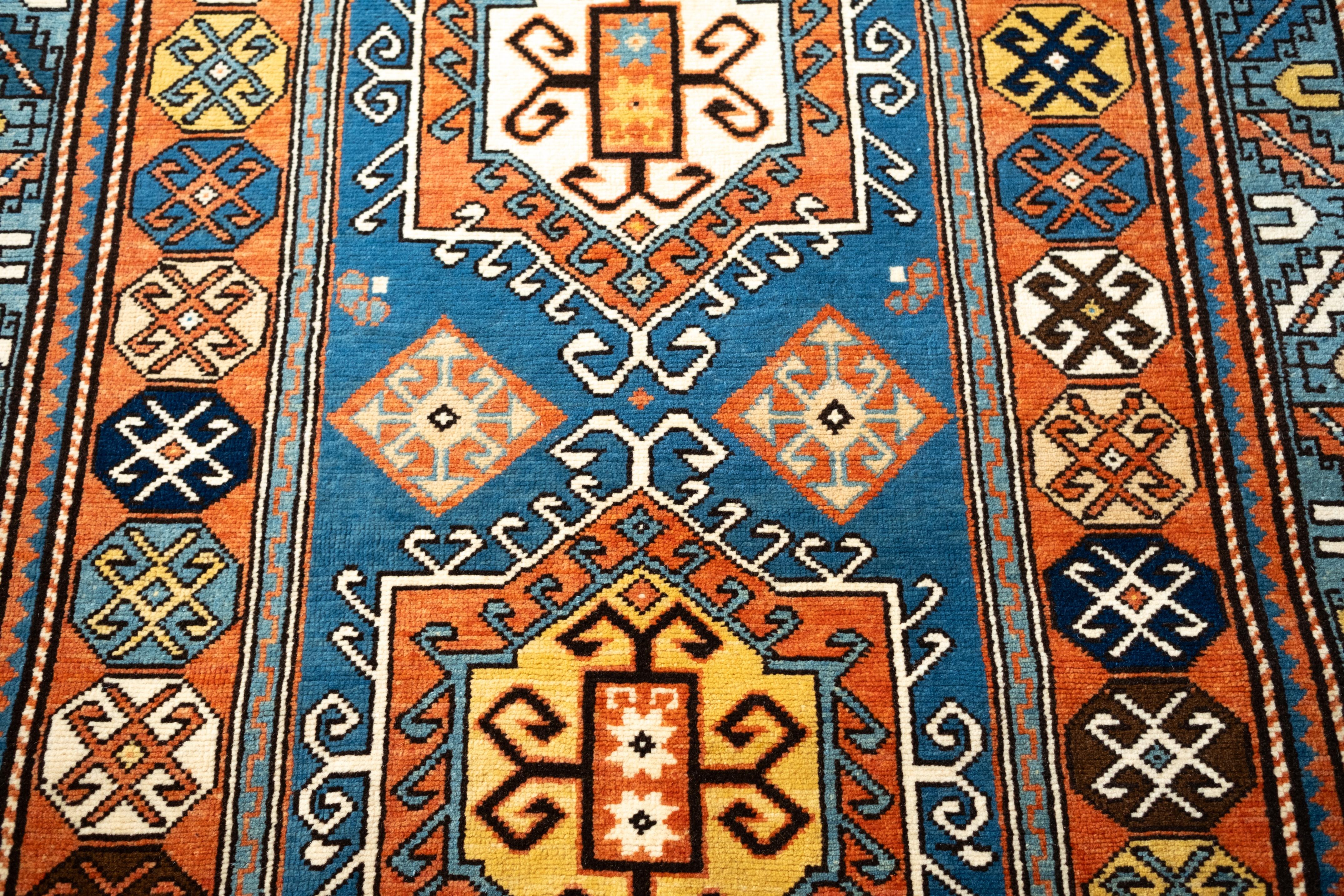 Ararat Rugs Fachralo Kazak Rug 19th Century Caucasus Revival Carpet Natural Dyed For Sale 2