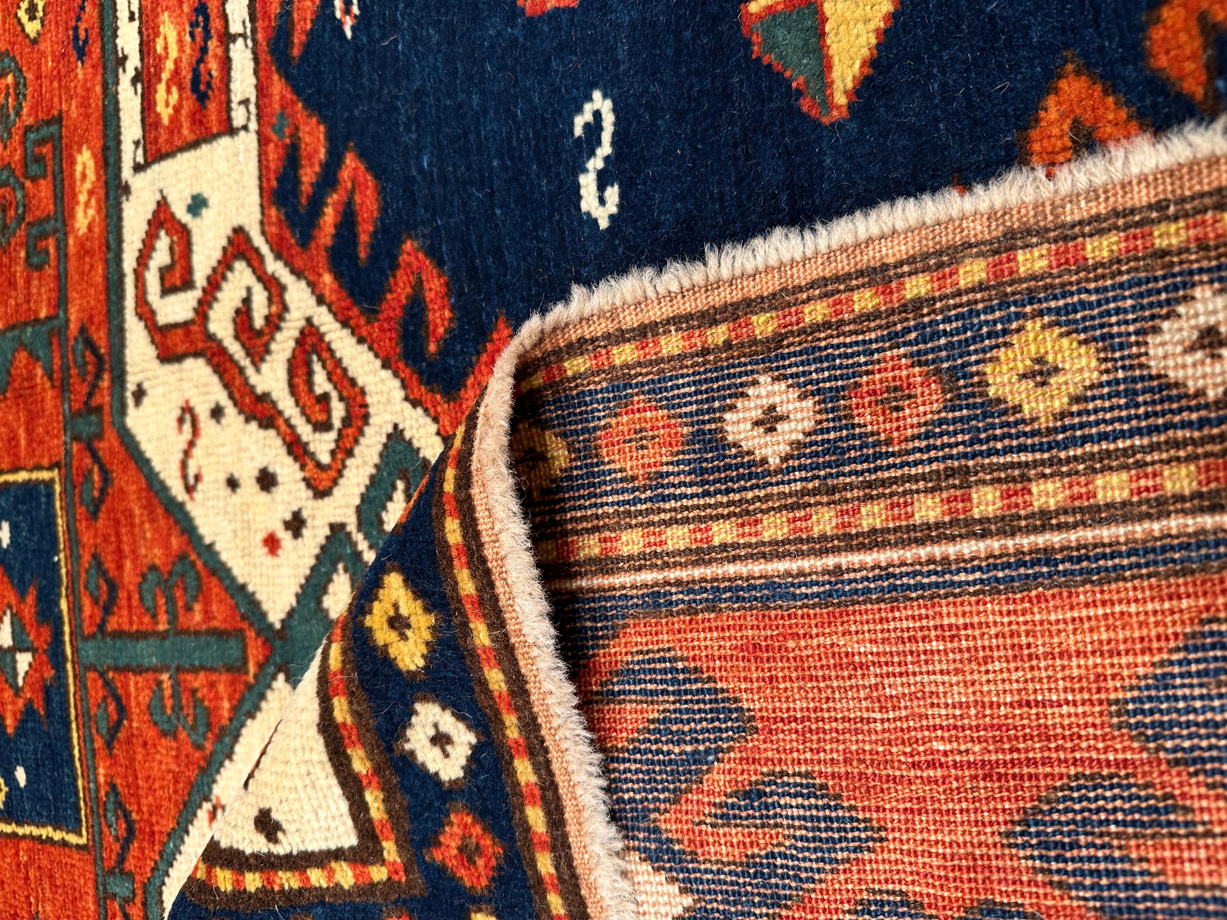 Turkish Ararat Rugs Fachralo Kazak Rug 19th Century Caucasus Revival Carpet Natural Dyed For Sale