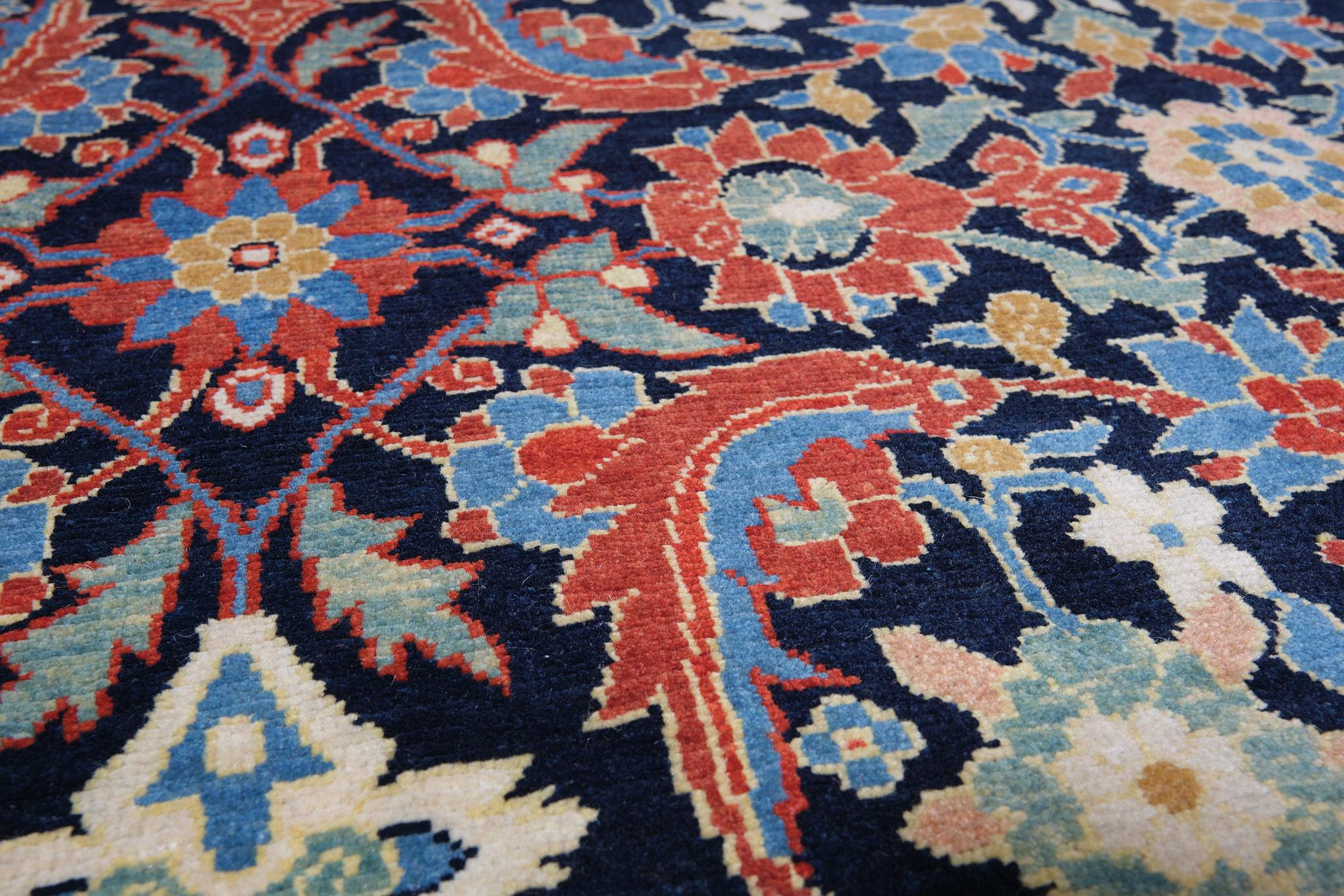 Turkish Ararat Rugs Fish Surrounding Lotuses Rug Masi Awita Revival Carpet, Natural Dyed For Sale