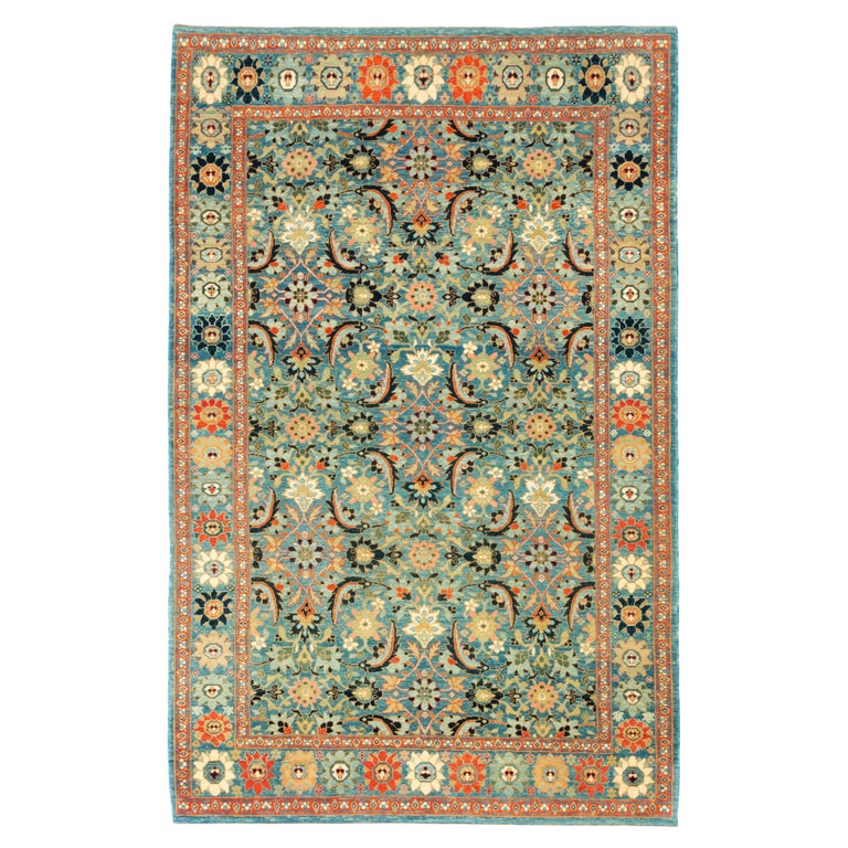 Ararat Rugs Fish Surrounding Lotuses Rug Masi Awita Revival Carpet, Natural Dyed For Sale at 1stDibs