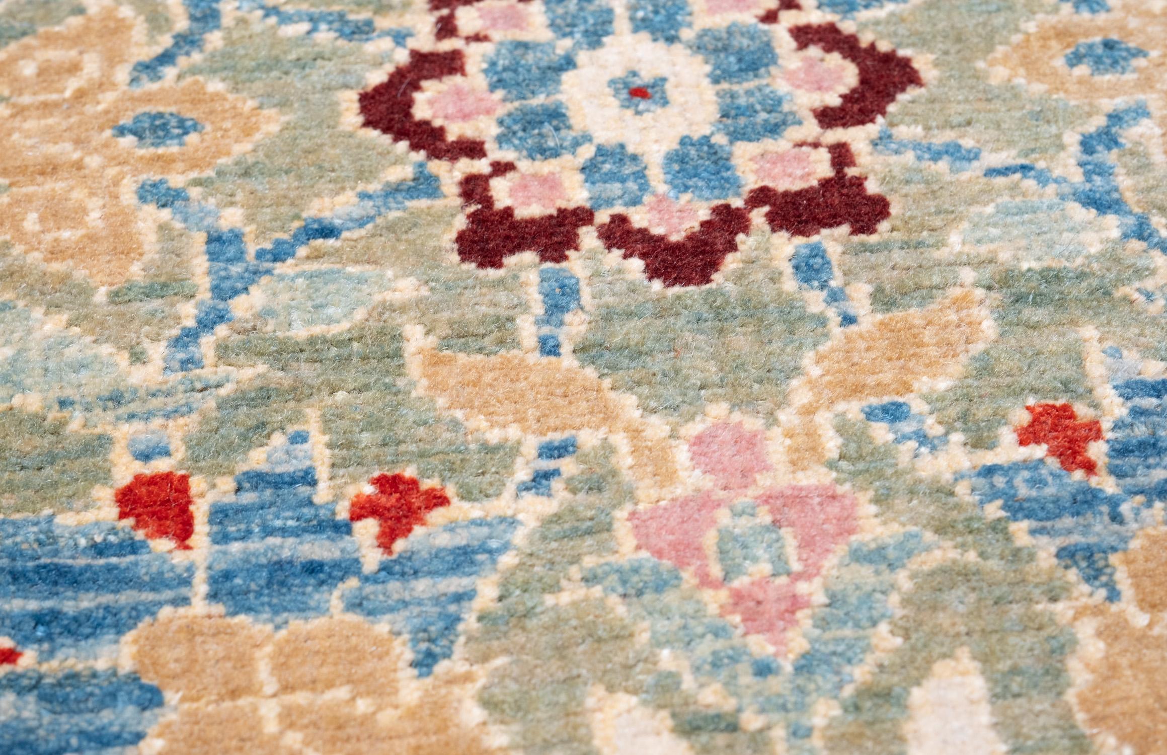 Hand-Knotted Ararat Rugs Fish Surrounding Lotuses Wagireh Rug Eastern Anatolia Revival Carpet