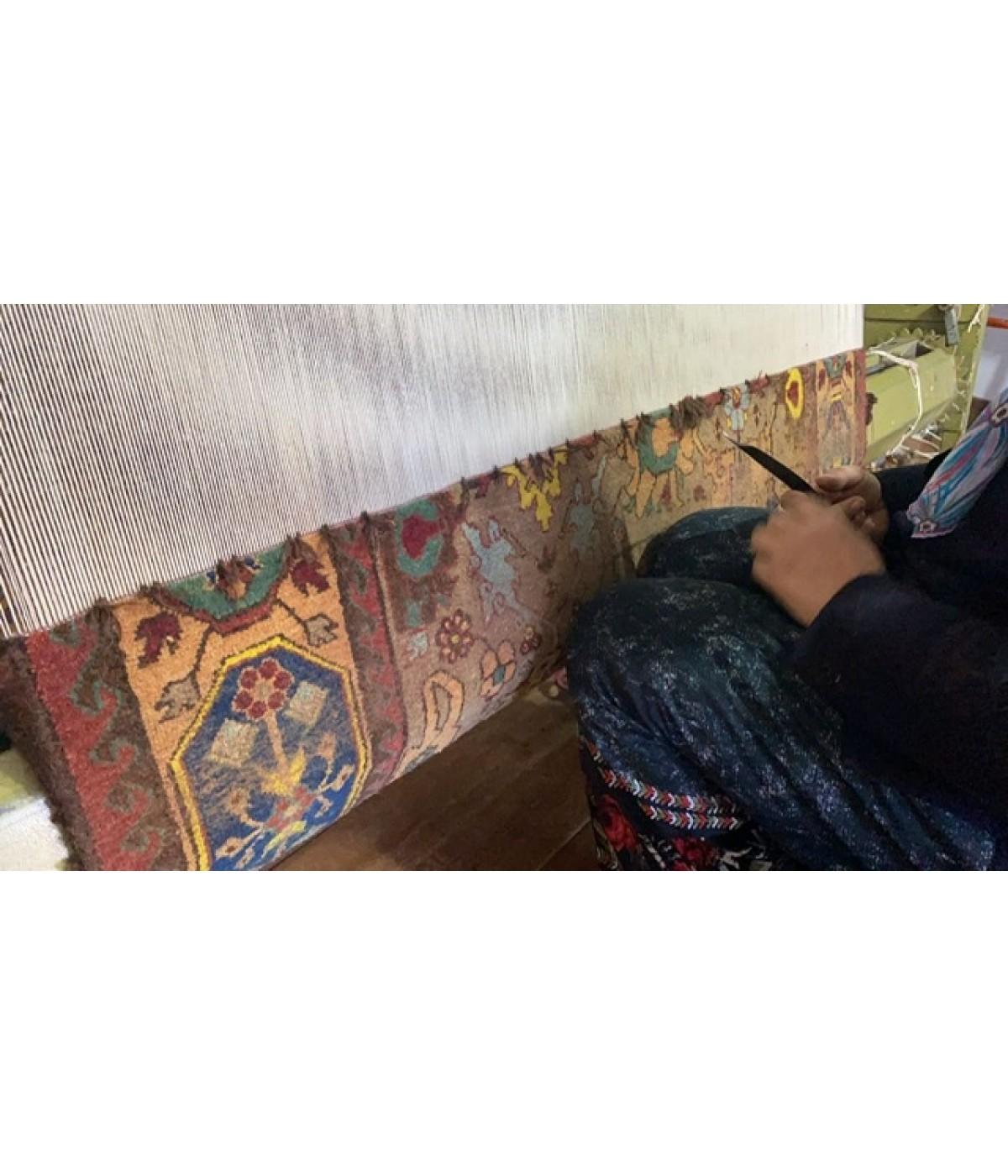 Revival Ararat Rugs Tapis à treillis à fleurs et à feuilles Bidjar Revive Tapis teint en naturel en vente