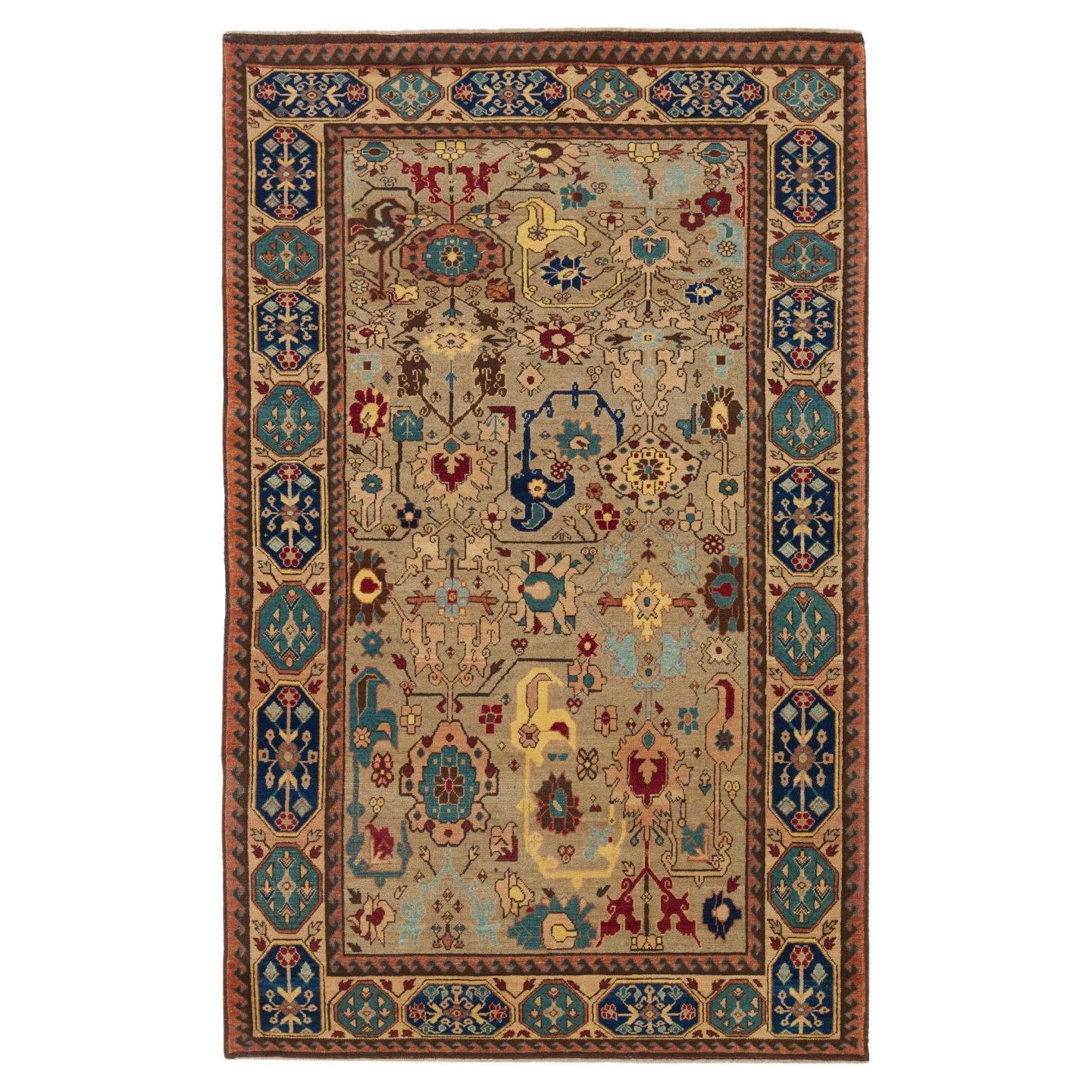 Ararat Rugs Tapis à treillis à fleurs et à feuilles Bidjar Revive Tapis teint en naturel en vente