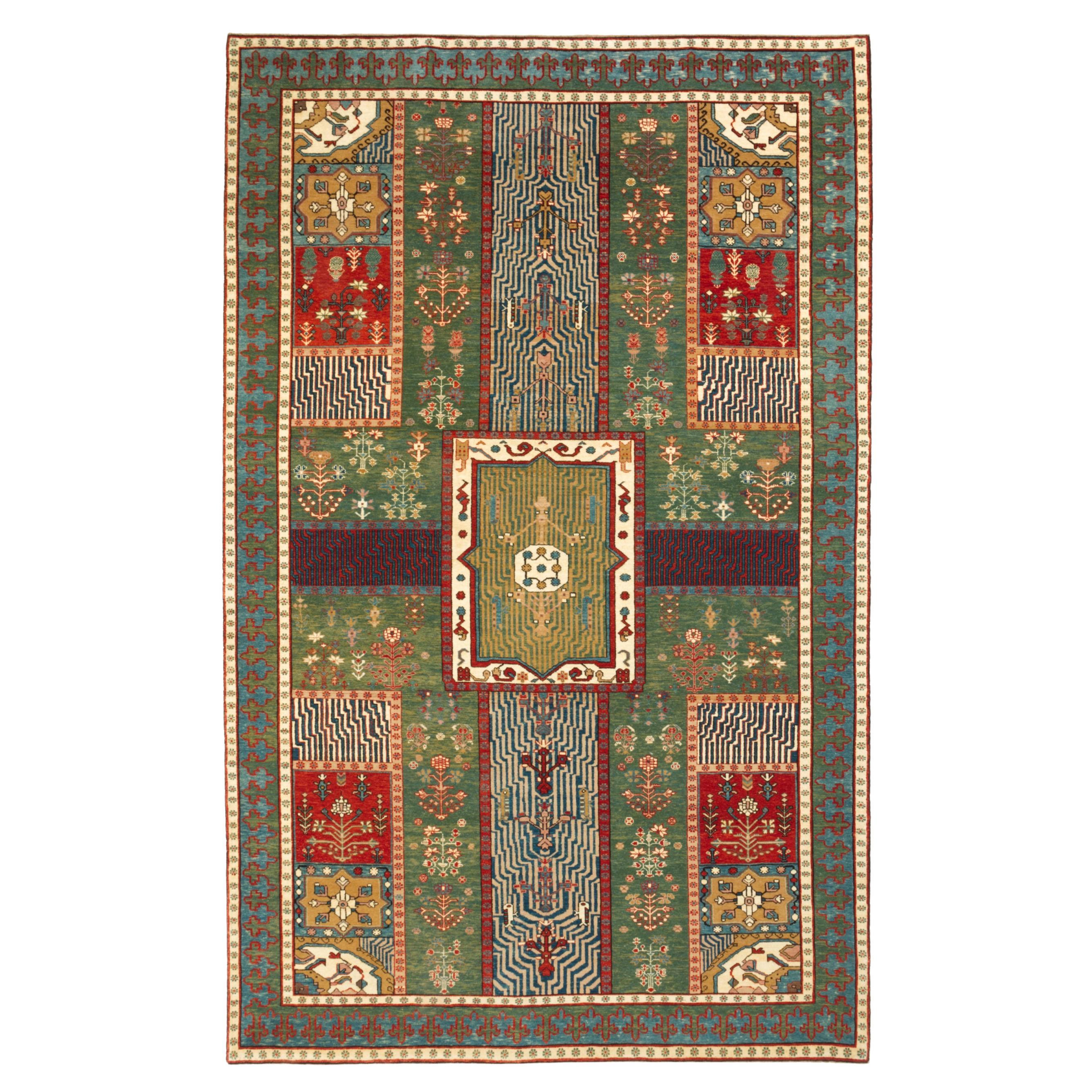 Ararat Rugs Garden Rug, 18th Century Persian Revival Carpet, Natural Dyed For Sale