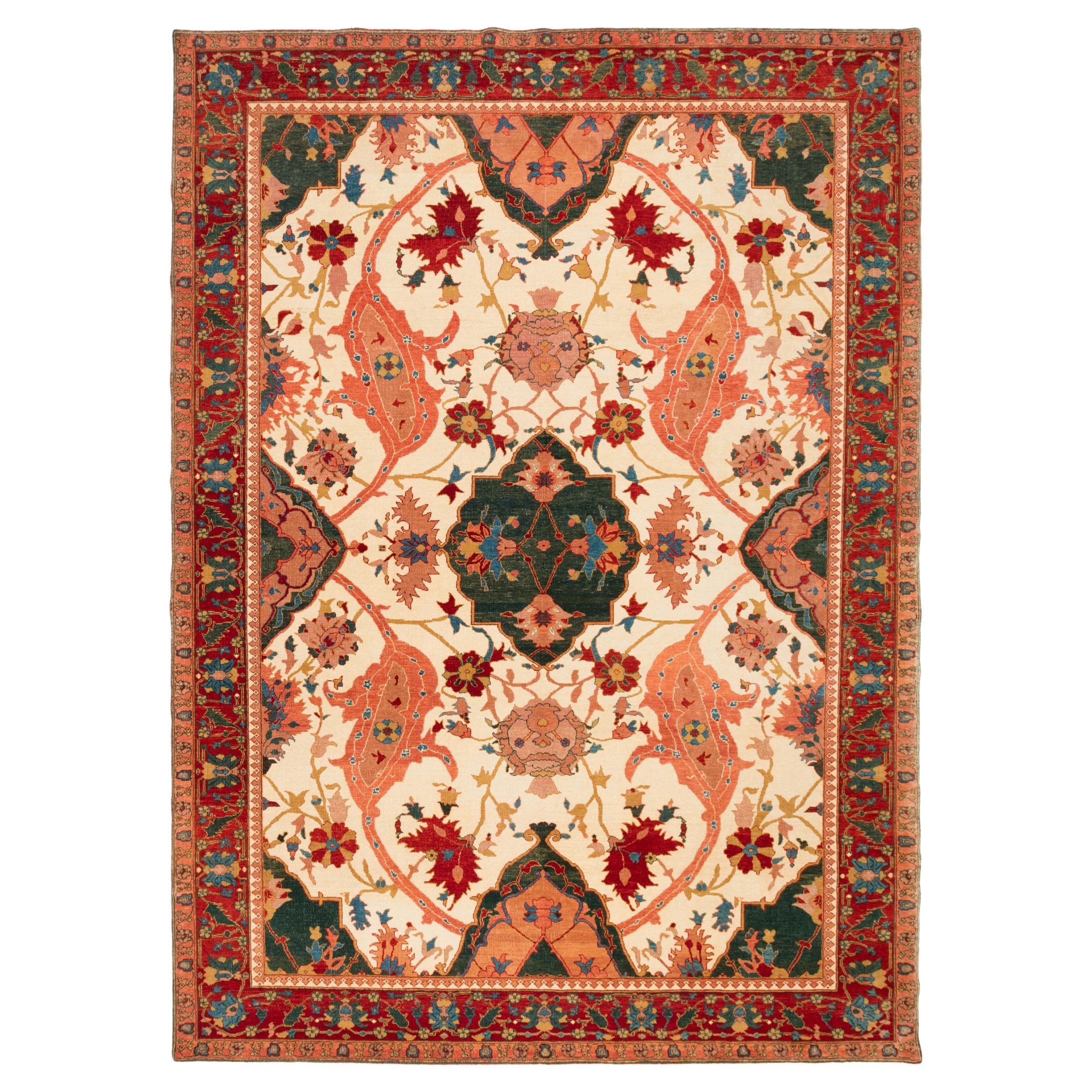 Ararat Rugs Garrus Bidjar Medallion Carpet 19th Century Revival Rug Natural Dyed For Sale