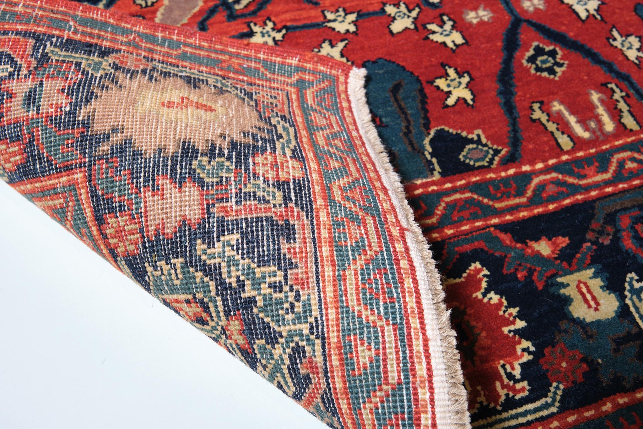 Turkish Ararat Rugs Gerous Arabesque Rug, 19th C. Persian Revival Carpet Natural Dyed For Sale