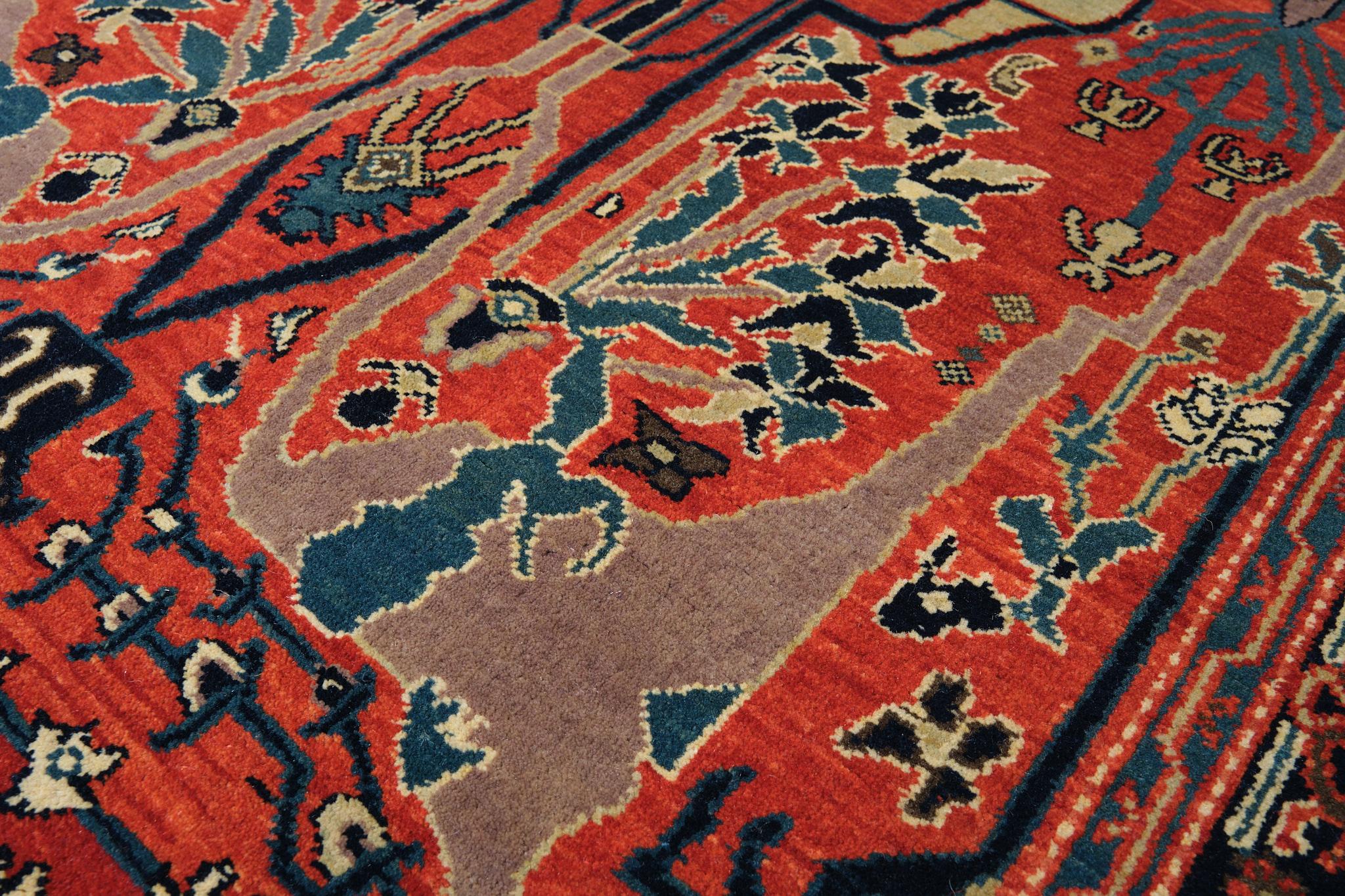 Contemporary Ararat Rugs Gerous Arabesque Rug, 19th C. Persian Revival Carpet Natural Dyed For Sale