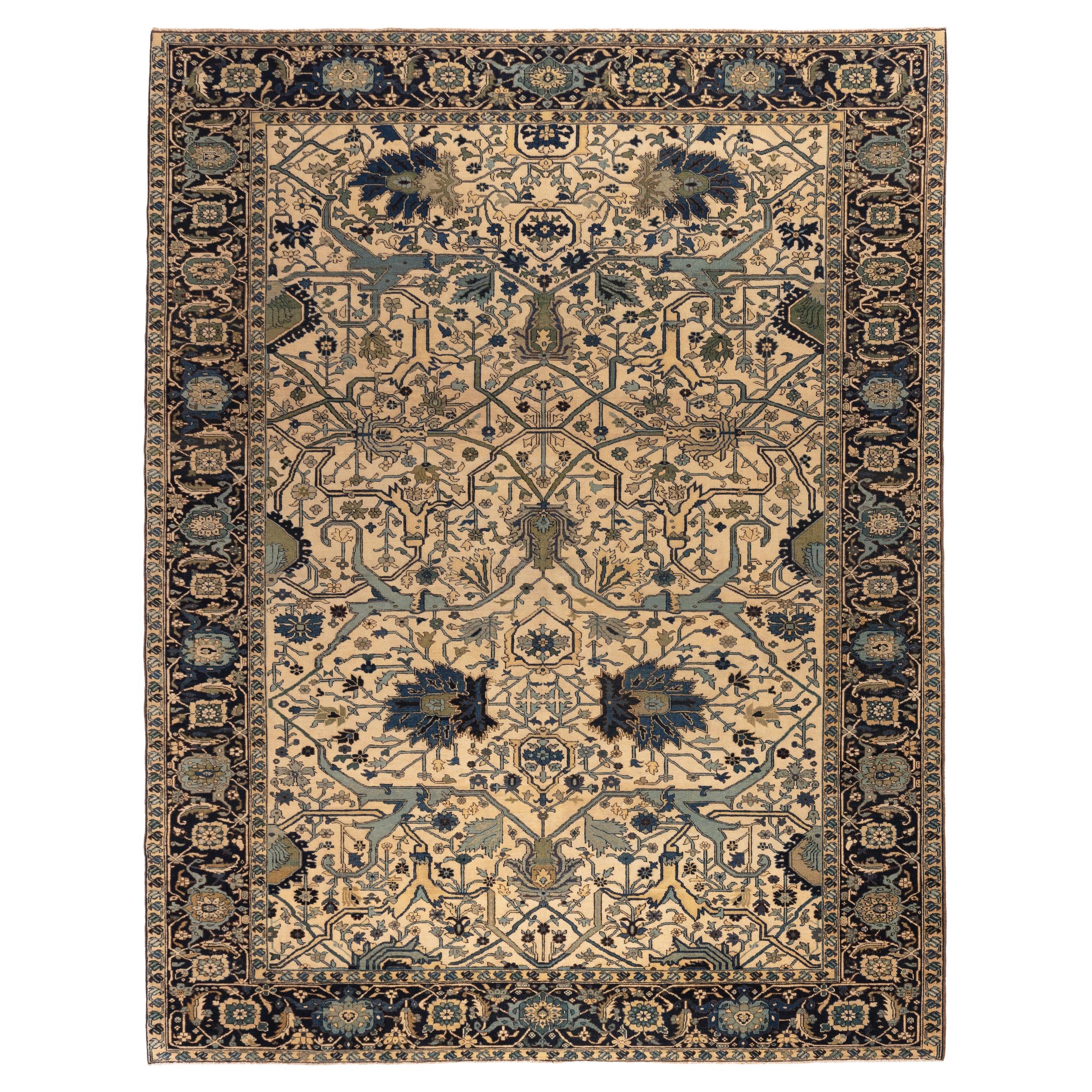 Ararat Rugs Gerous Arabesque Rug, 19th Century Revival Carpet, Natural Dyed For Sale