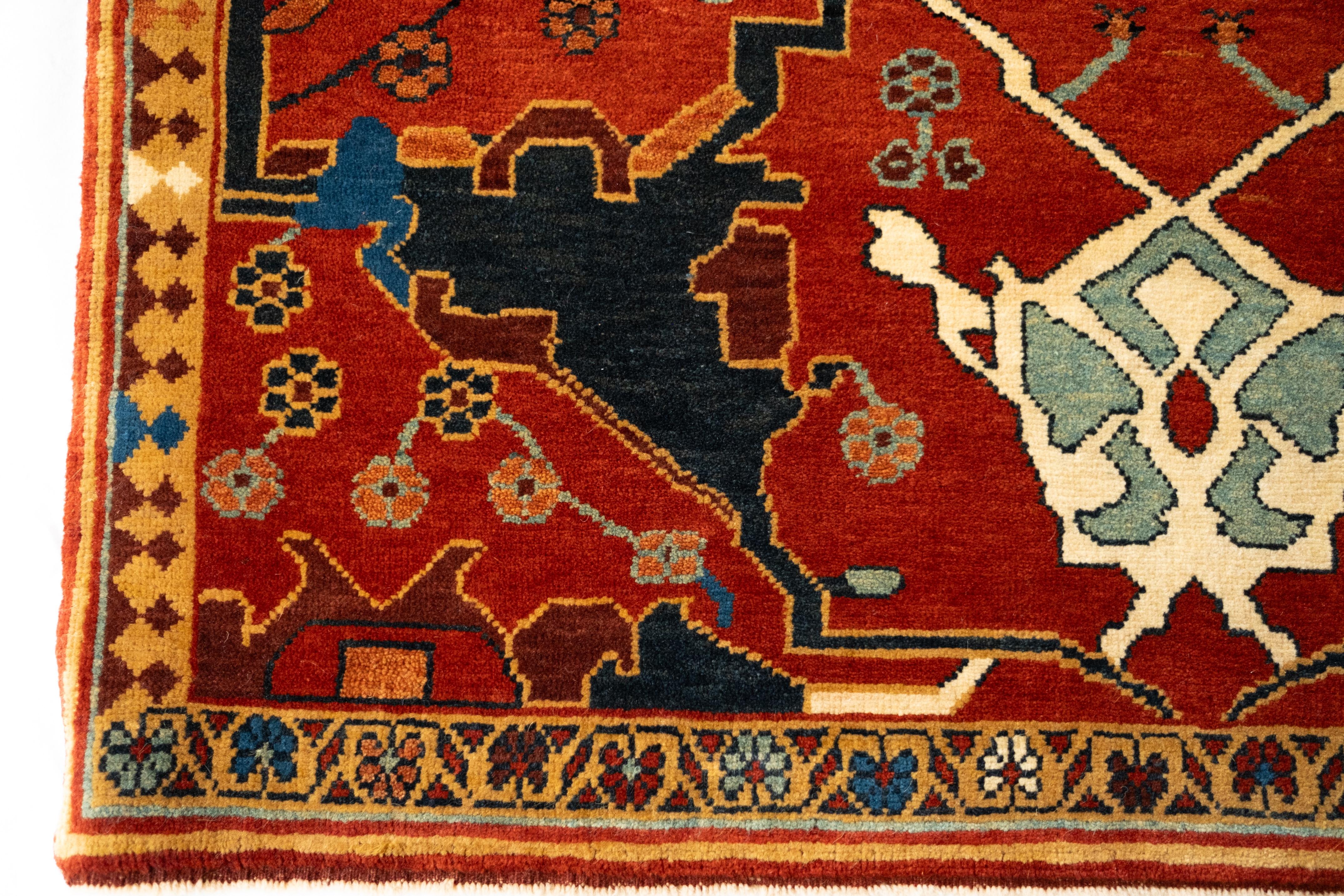 The source of the rug comes from the book Islamic Carpets, Joseph V. McMullan, Near Eastern Art Research Center Inc., New York 1965 nr.22. This is a system of arabesque-designed 19th-century rugs from the Gerous ( Garrus or Garus ) region, Eastern