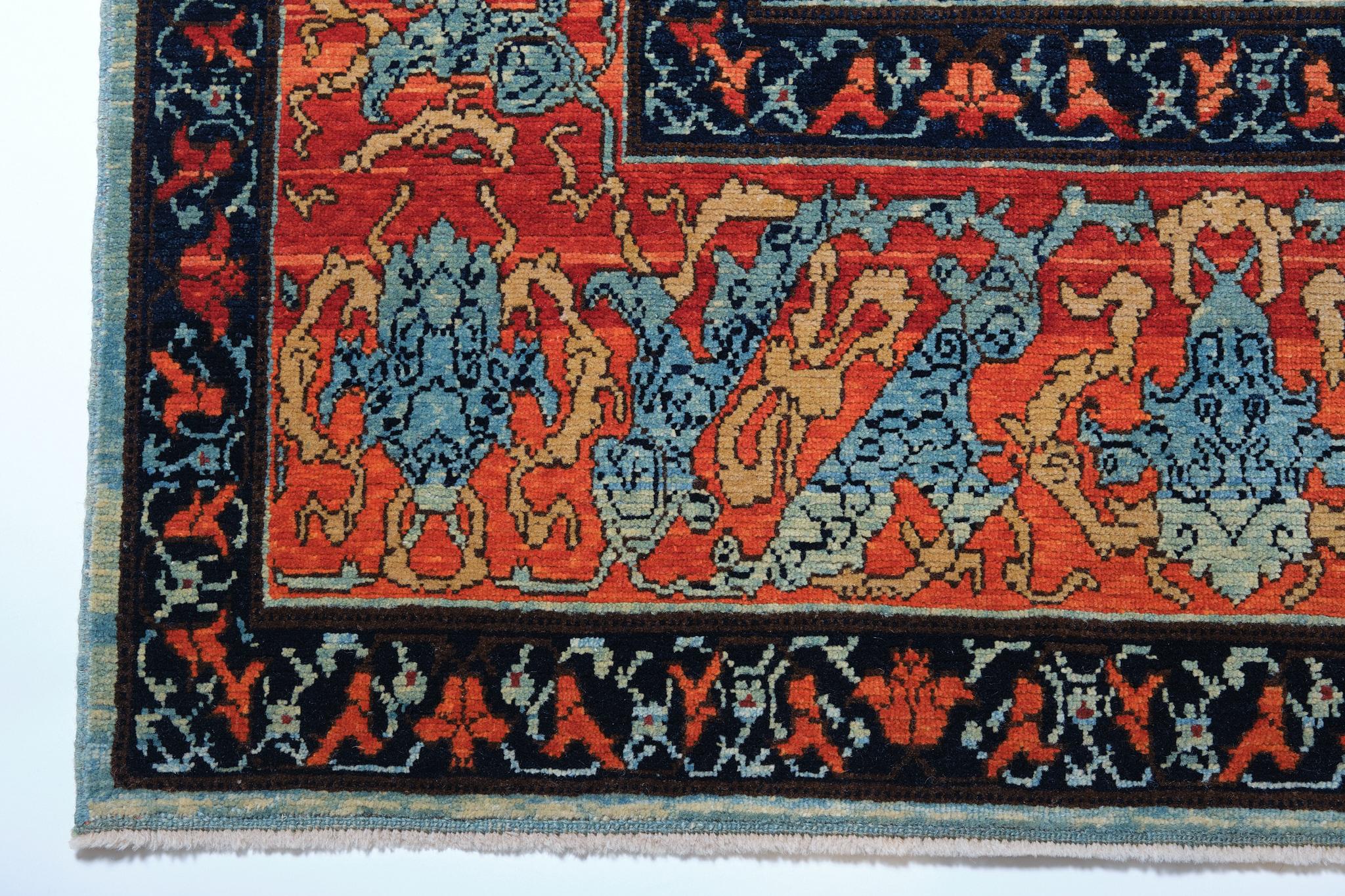 Turkish Ararat Rugs Gerous Arabesque Rug, Antique Persian Revival Carpet, Natural Dyed For Sale