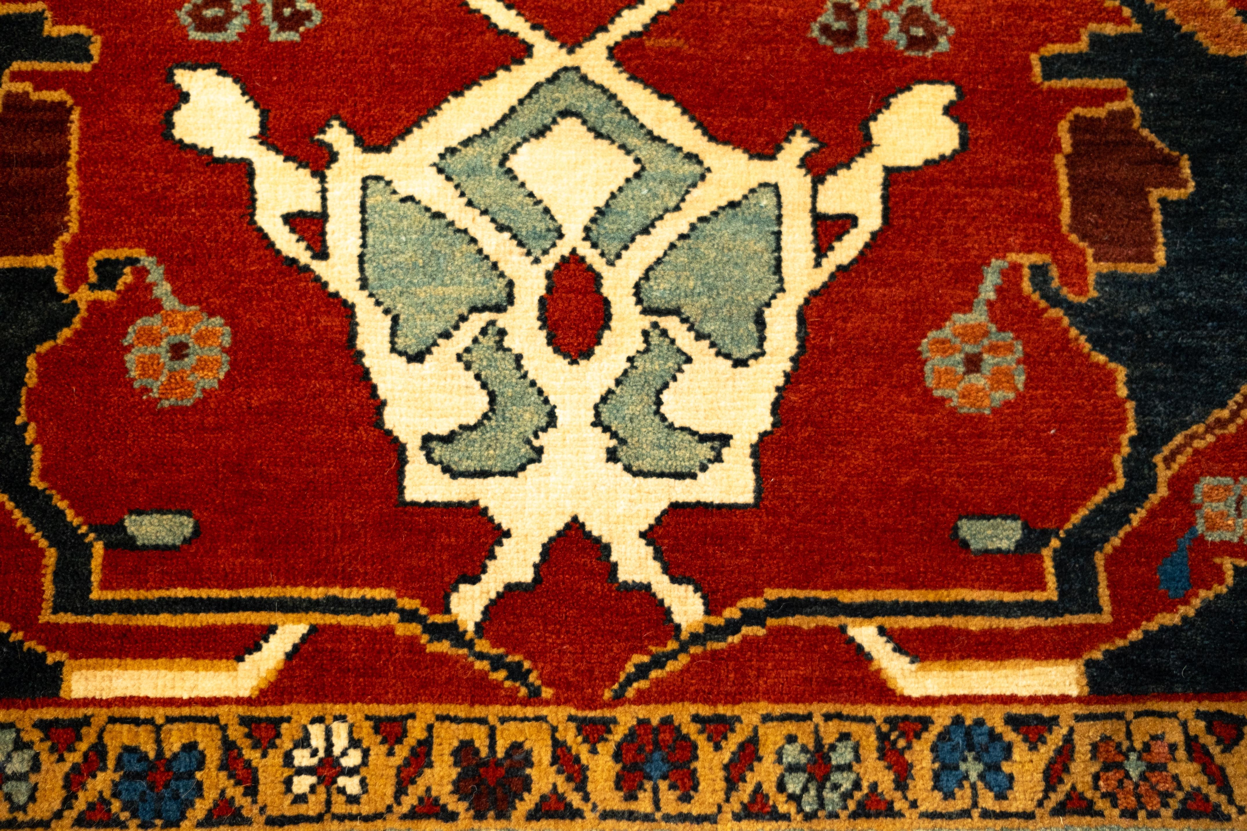 Turkish Ararat Rugs Gerous Arabesque Rug, Antique Persian Revival Carpet, Natural Dyed For Sale