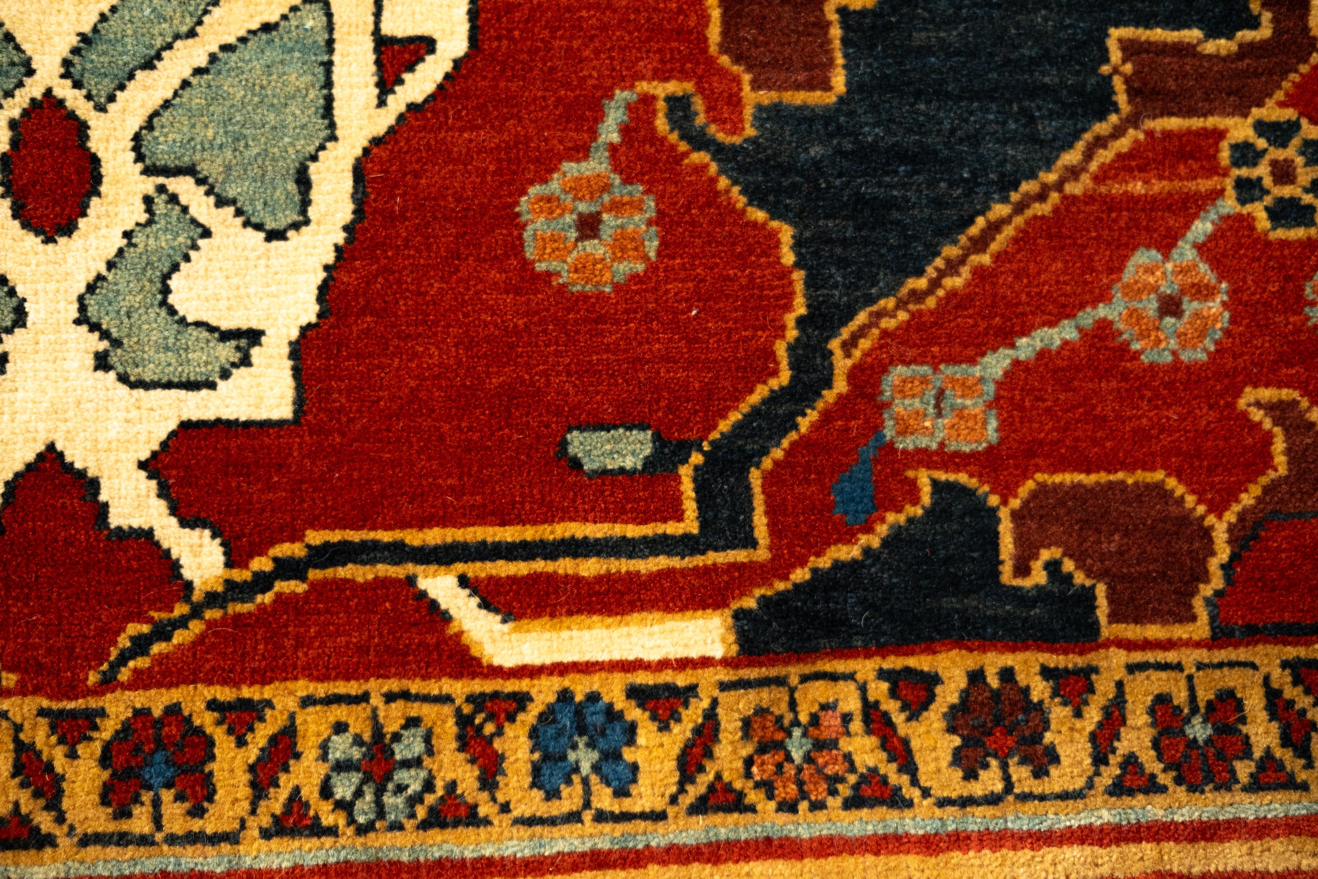 Hand-Knotted Ararat Rugs Gerous Arabesque Rug, Antique Persian Revival Carpet, Natural Dyed For Sale