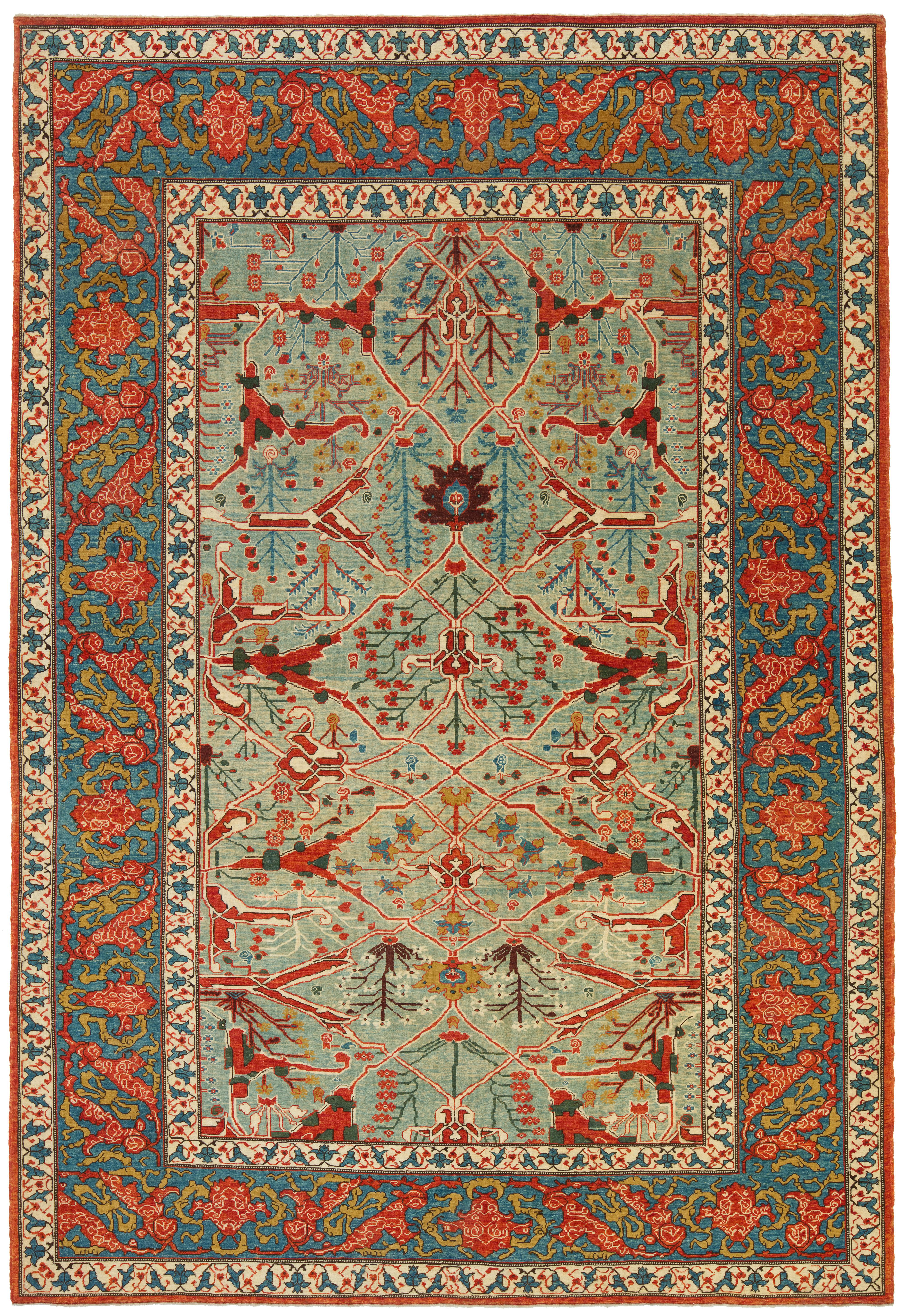 Ararat-Teppich Gerous Arabesque - Antiker Teppich im persischen Revival-Stil - Naturfarben im Angebot