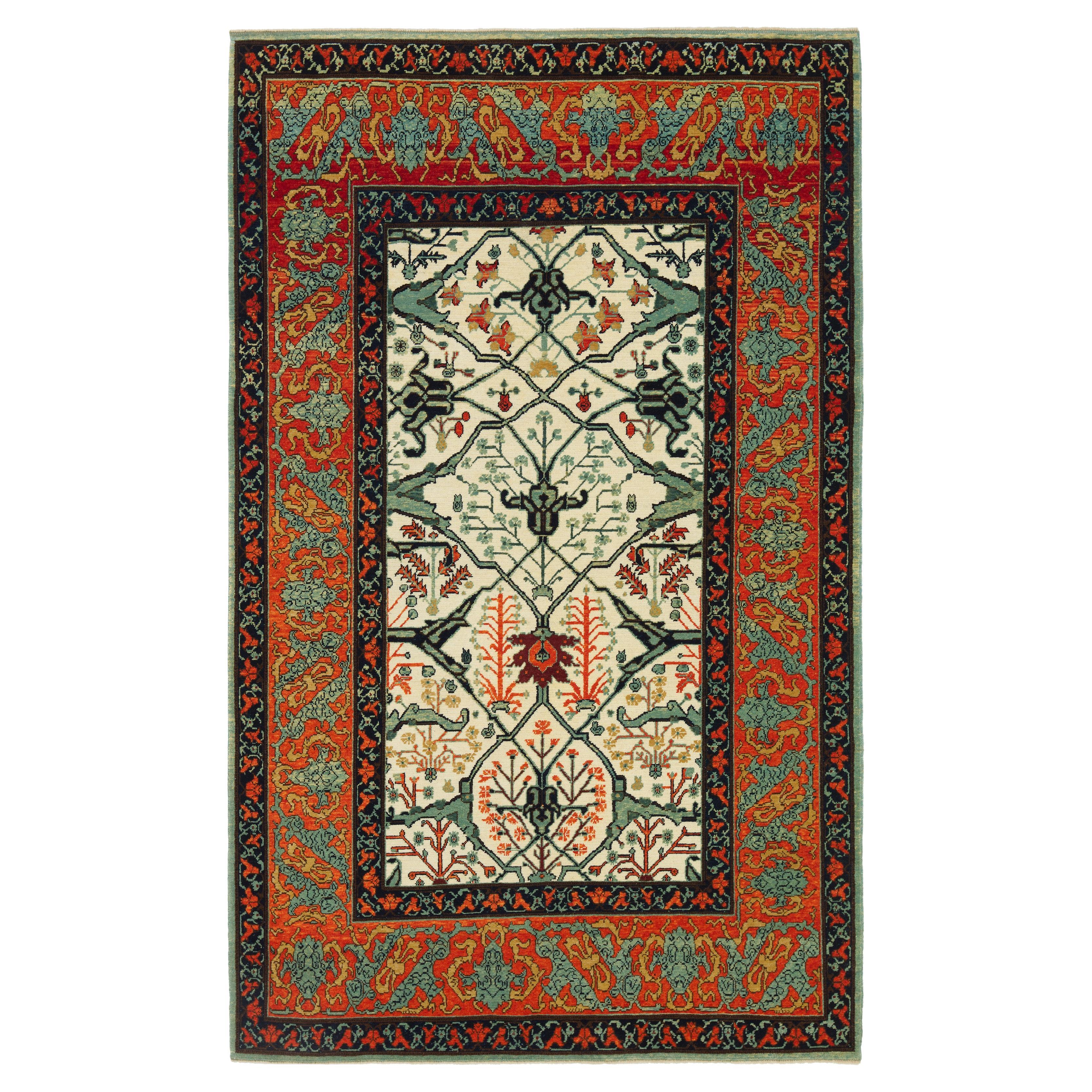 Ararat Rugs Gerous Arabesque Rug, Antique Persian Revival Carpet, Natural Dyed For Sale