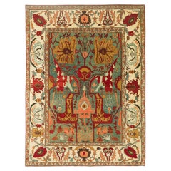 Tapis Ararat Gerous Arabesque, tapis persan ancien de style néo-renaissance, teinté naturel