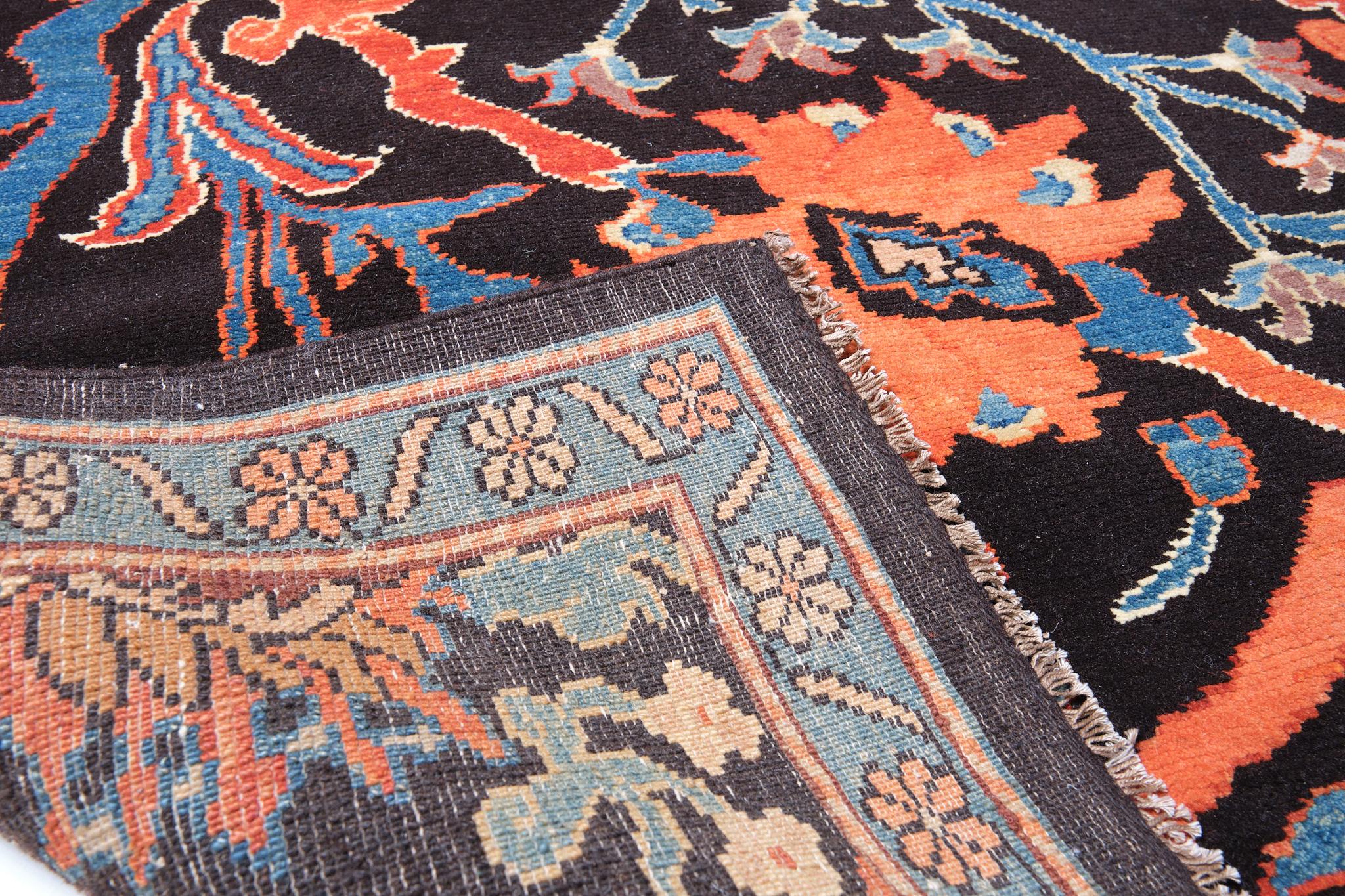 Turkish Ararat Rugs Gerous Bidjar Rug with Garden of Birds, Revival Carpet Natural Dyed For Sale