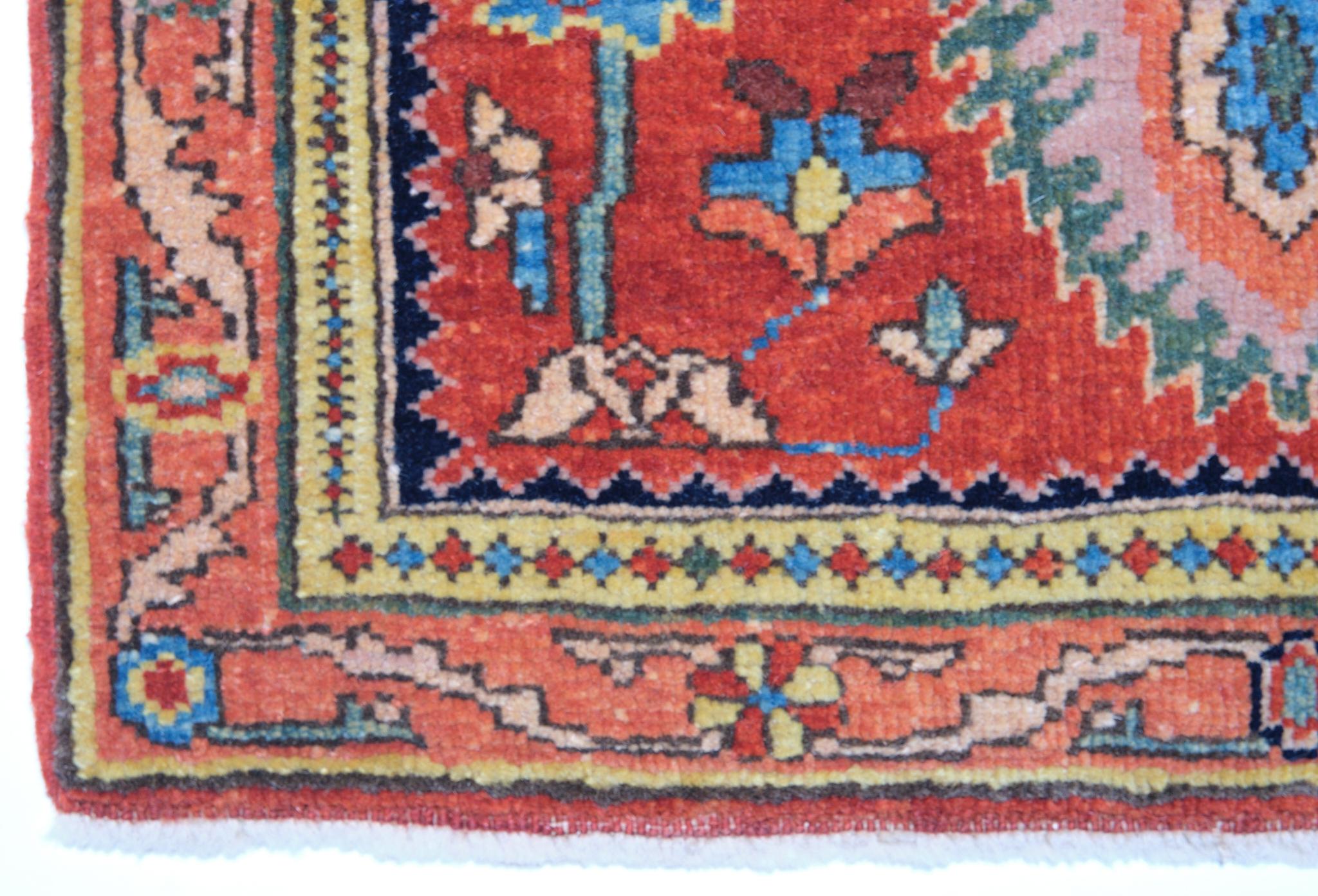 The most dramatic of the Gerous ( Garrus, Gerus, Garus ) carpets are those with an “asymmetric” design. Only a section of the original is shown, in the same way, many Lotto carpets were woven. It is difficult to guess the Size of these carpets from