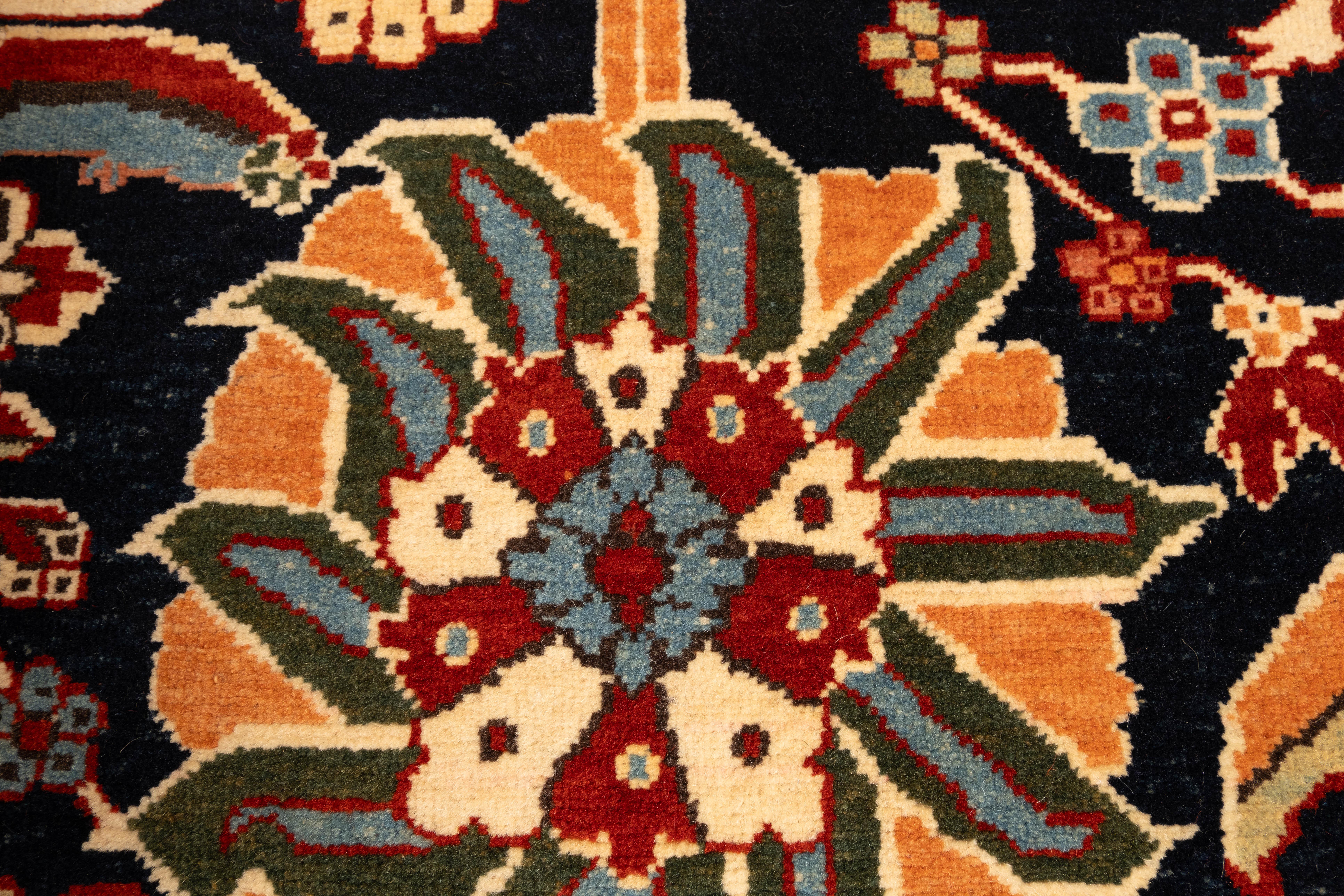 Hand-Knotted Ararat Rugs Gerous Bidjar Wagireh Pendant Rug Revival Carpet Natural Dyed For Sale