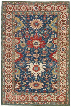 Ararat Rugs Harshang Design with Kufic Border Rug Revival Carpet, Natural Dyed
