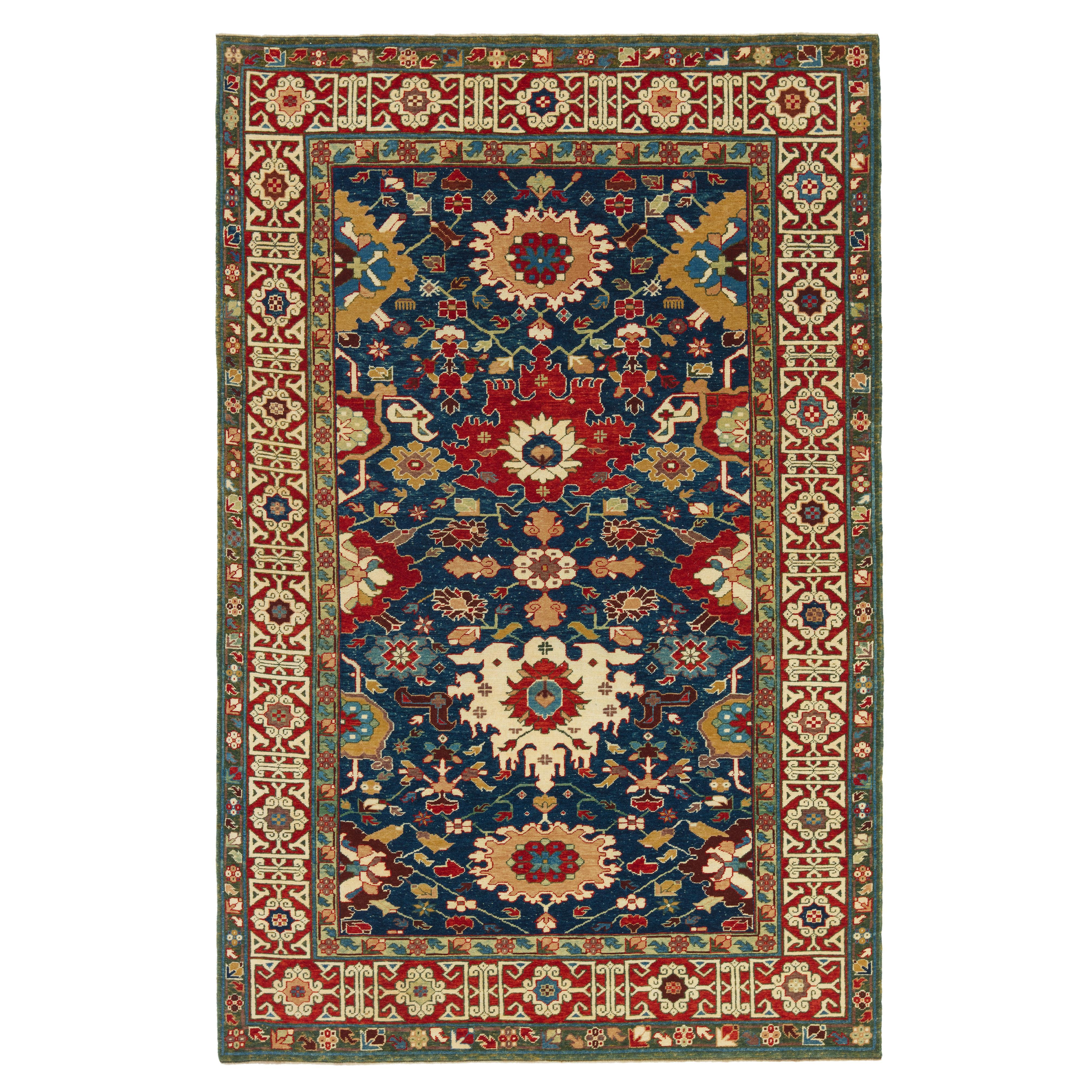 Ararat Rugs Harshang Design with Kufic Border Rug Revival Carpet, Natural Dyed For Sale