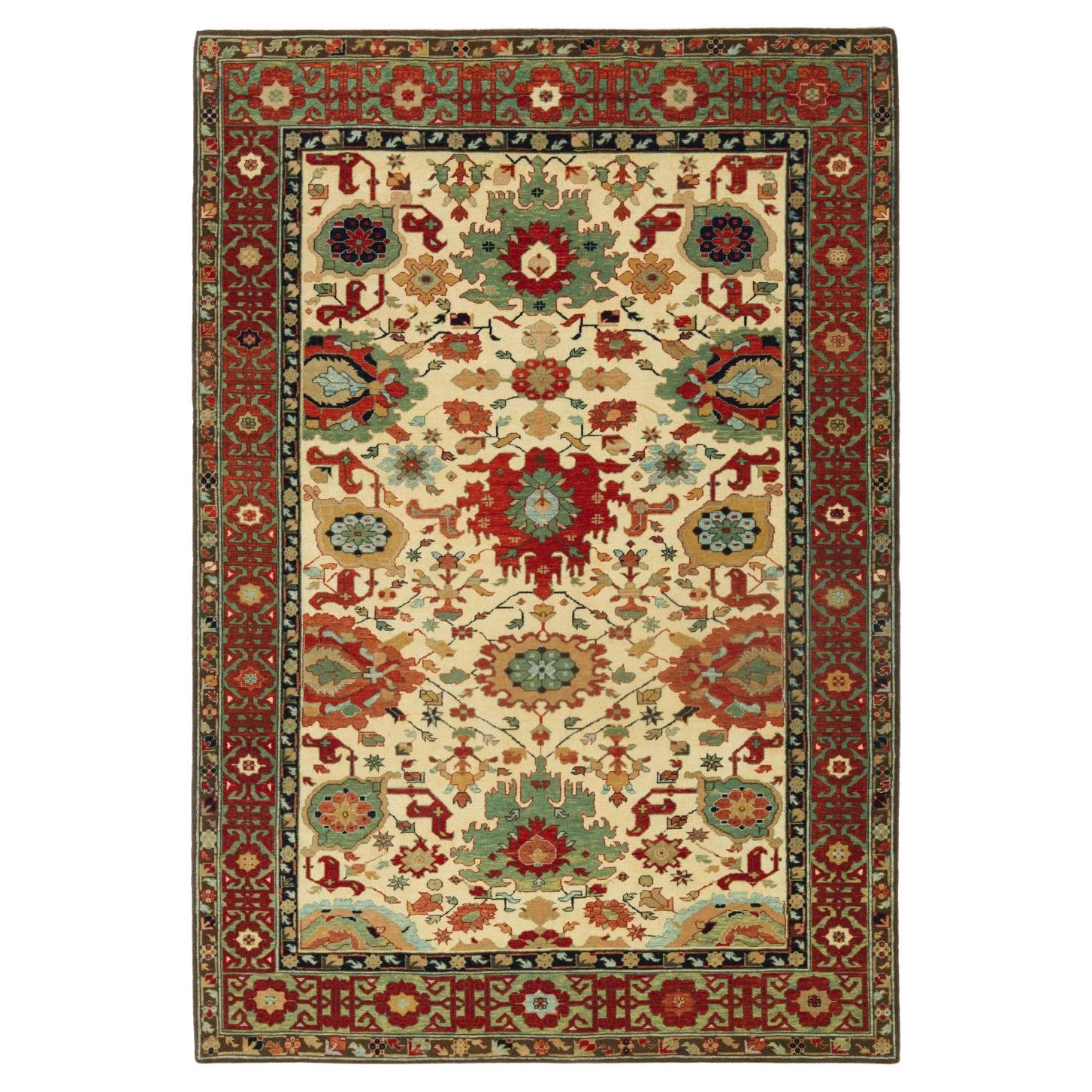 Alfombras Ararat Diseño Harshang con Borde Cúfico Alfombra Revival, Teñido Natural