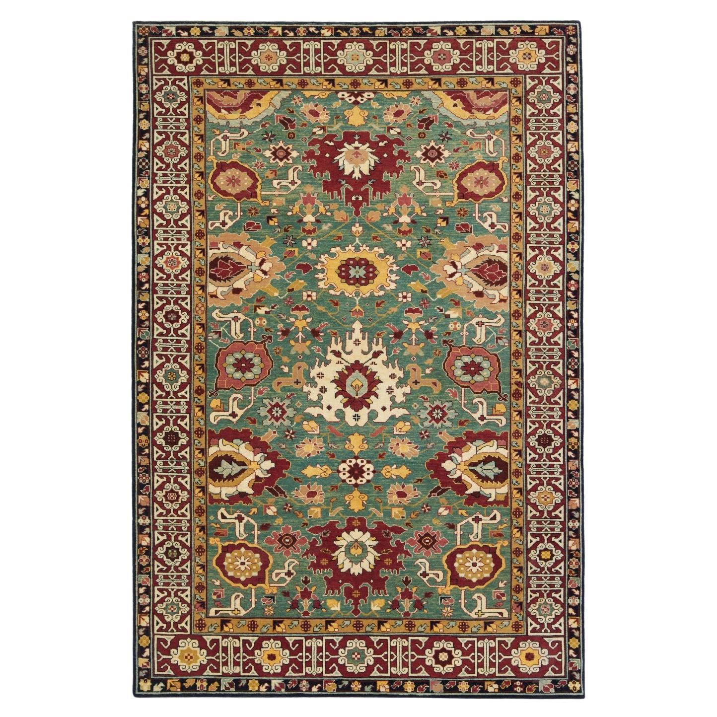 Alfombras Ararat Diseño Harshang con Borde Cúfico Alfombra Revival, Teñido Natural