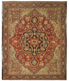 Ararat Rugs Heriz Medallion Rug 19th Century Persian Revival Carpet Natural Dyed