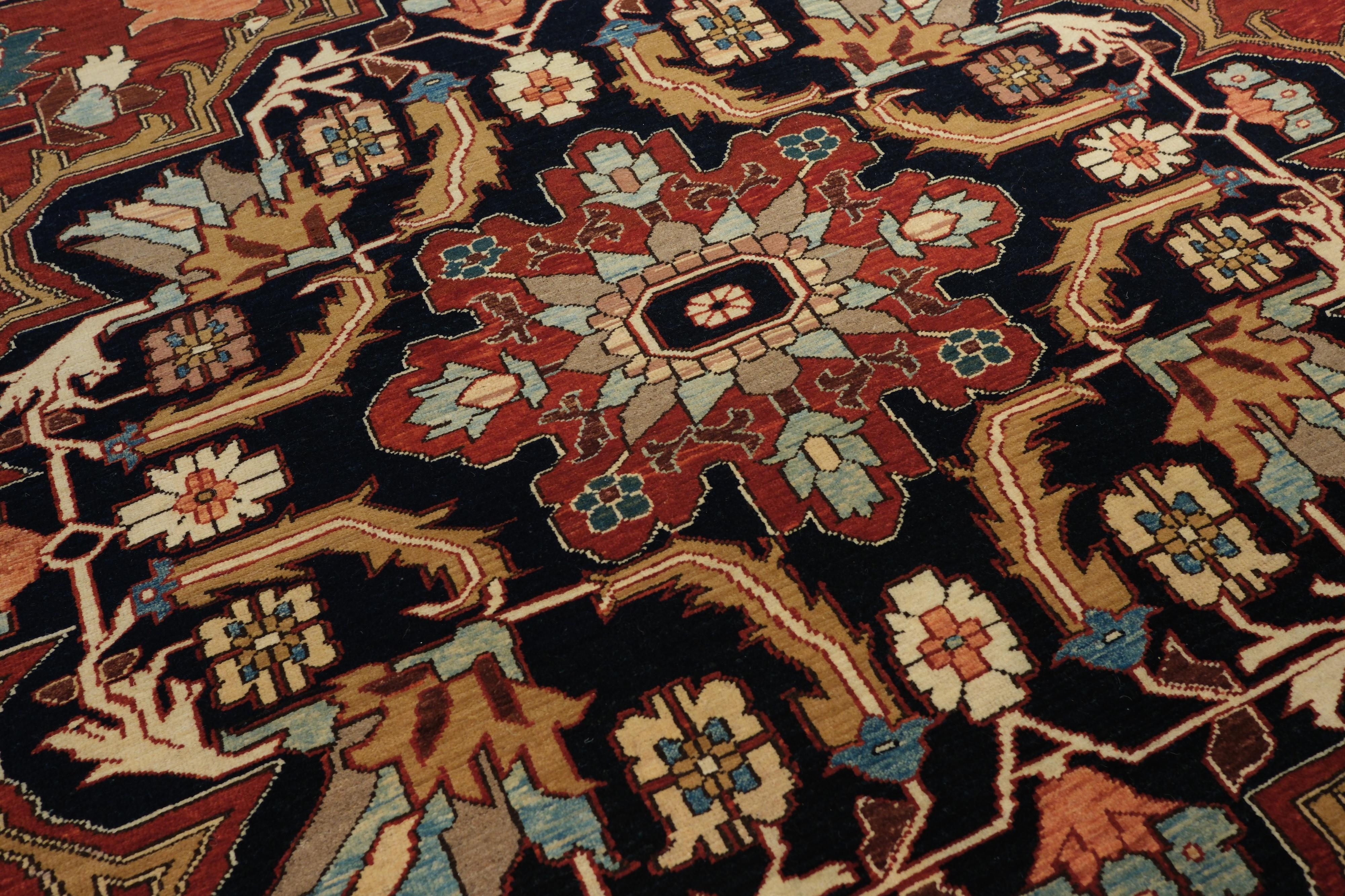 Ararat Rugs Heriz Medaillon Teppich 19. Jahrhundert Persisch Wiedergeburt Teppich natürlich gefärbt (Türkisch) im Angebot