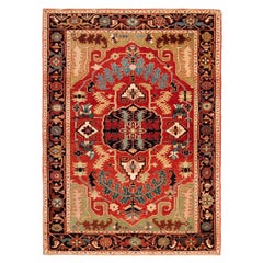 Ararat Rugs Heriz Medallion Rug 19th Century Persian Revival Carpet Natural Dyed