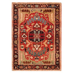 Ararat Rugs Heriz Medallion Tappeto Persiano Revival del 19° secolo Tinta Naturale