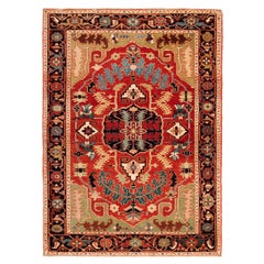 Ararat Rugs Tapis Heriz Medallion Tapis 19ème siècle Persan Revival Teinté Naturel