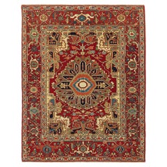 Ararat Rugs Heriz Medaillon Teppich 19. Jahrhundert Persisch Wiedergeburt Teppich natürlich gefärbt