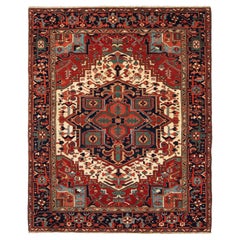 Ararat Rugs Tapis à médaillon Heriz 19ème siècle Persan Revival Tapis teinté naturel