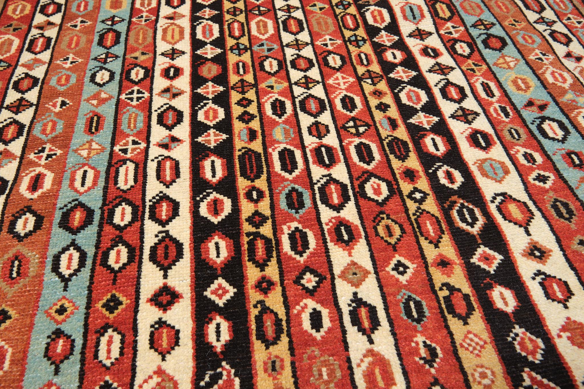 Vegetable Dyed Ararat Rugs Karabagh Prayer Rug with Vertical Stripes Revival Carpet Natural Dye For Sale
