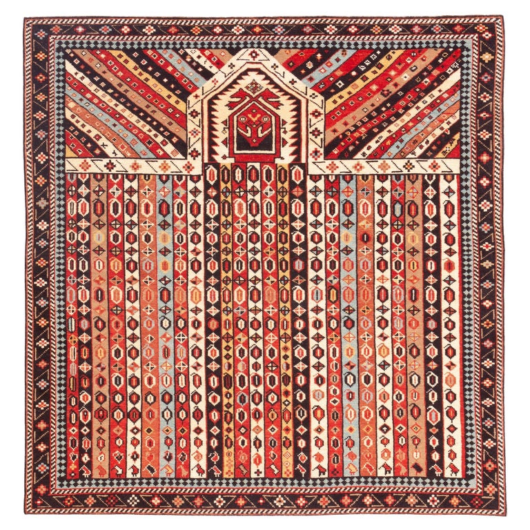 Ararat Rugs Karabagh Prayer Rug with Vertical Stripes Revival Carpet